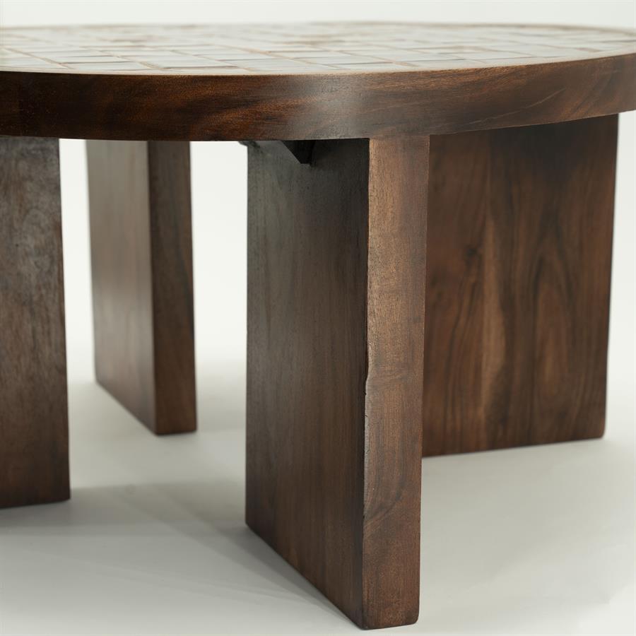 Couchtisch TILED UP aus dunkelbraunem Mangoholz
