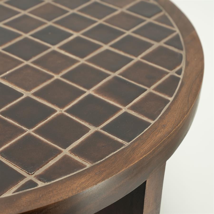 Couchtisch TILED UP aus dunkelbraunem Mangoholz
