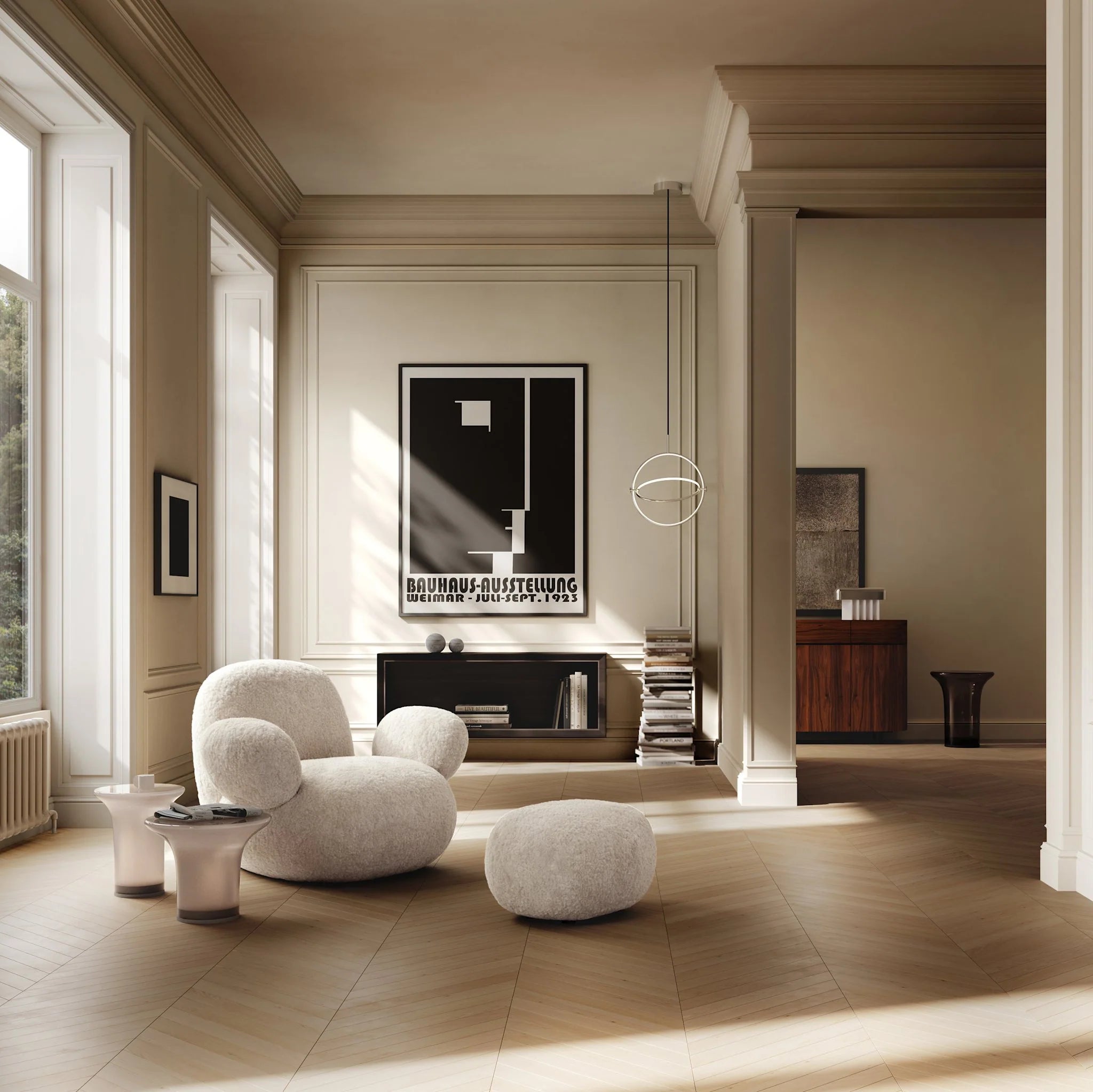 Portable lamp BEETLE white marble