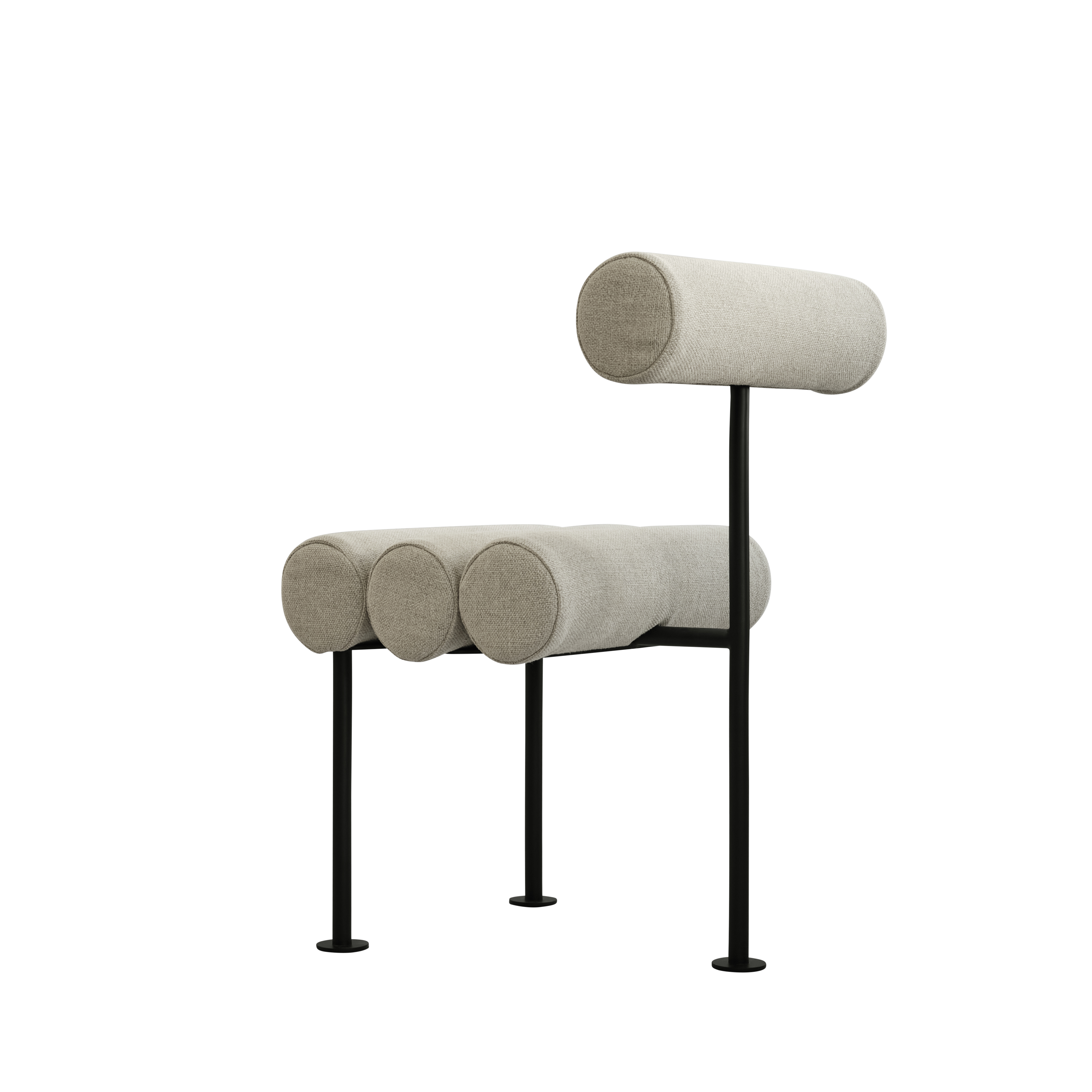 Stuhl HIRO beige mit schwarzem Gestell