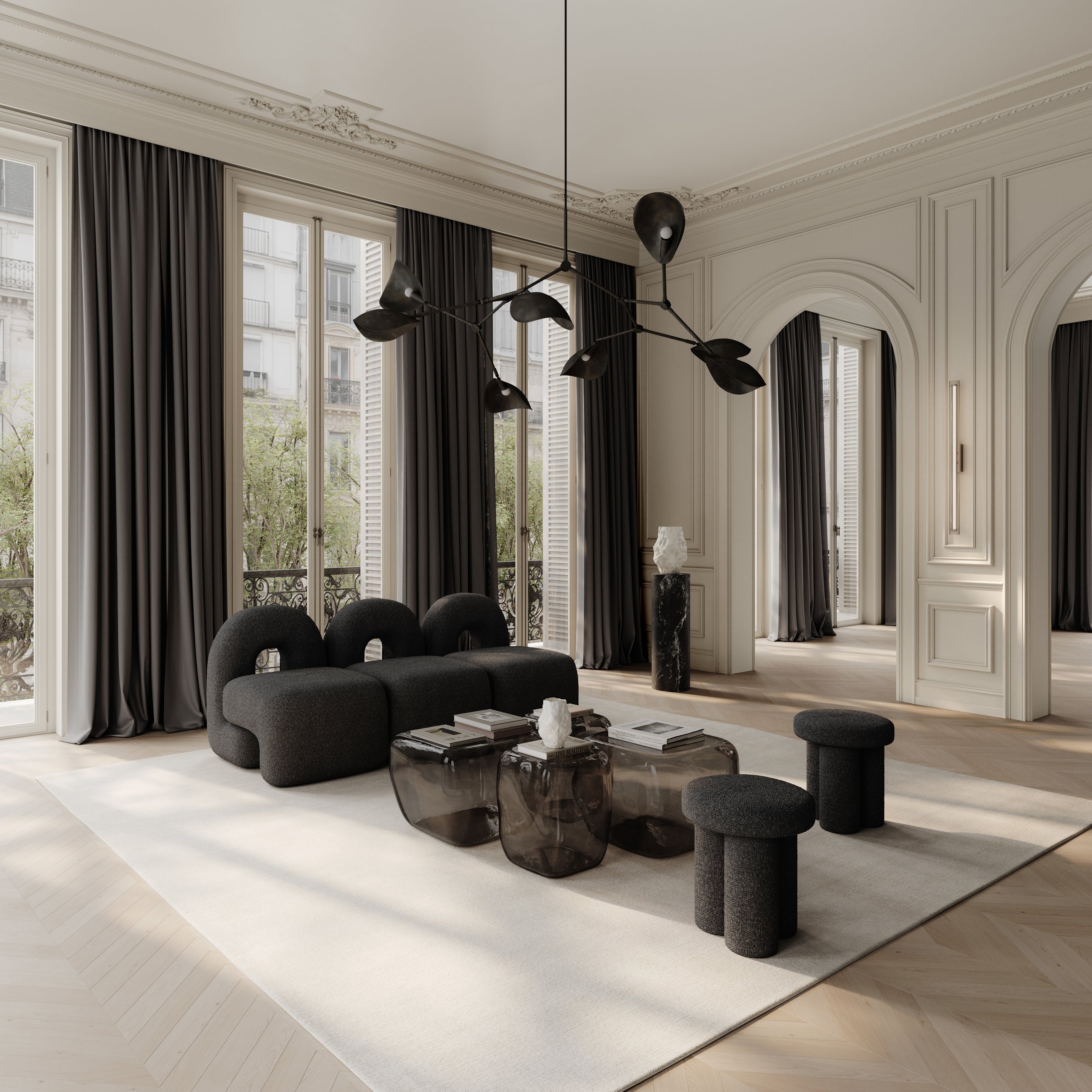 Sessel DAIKU grau-braun Bouclé