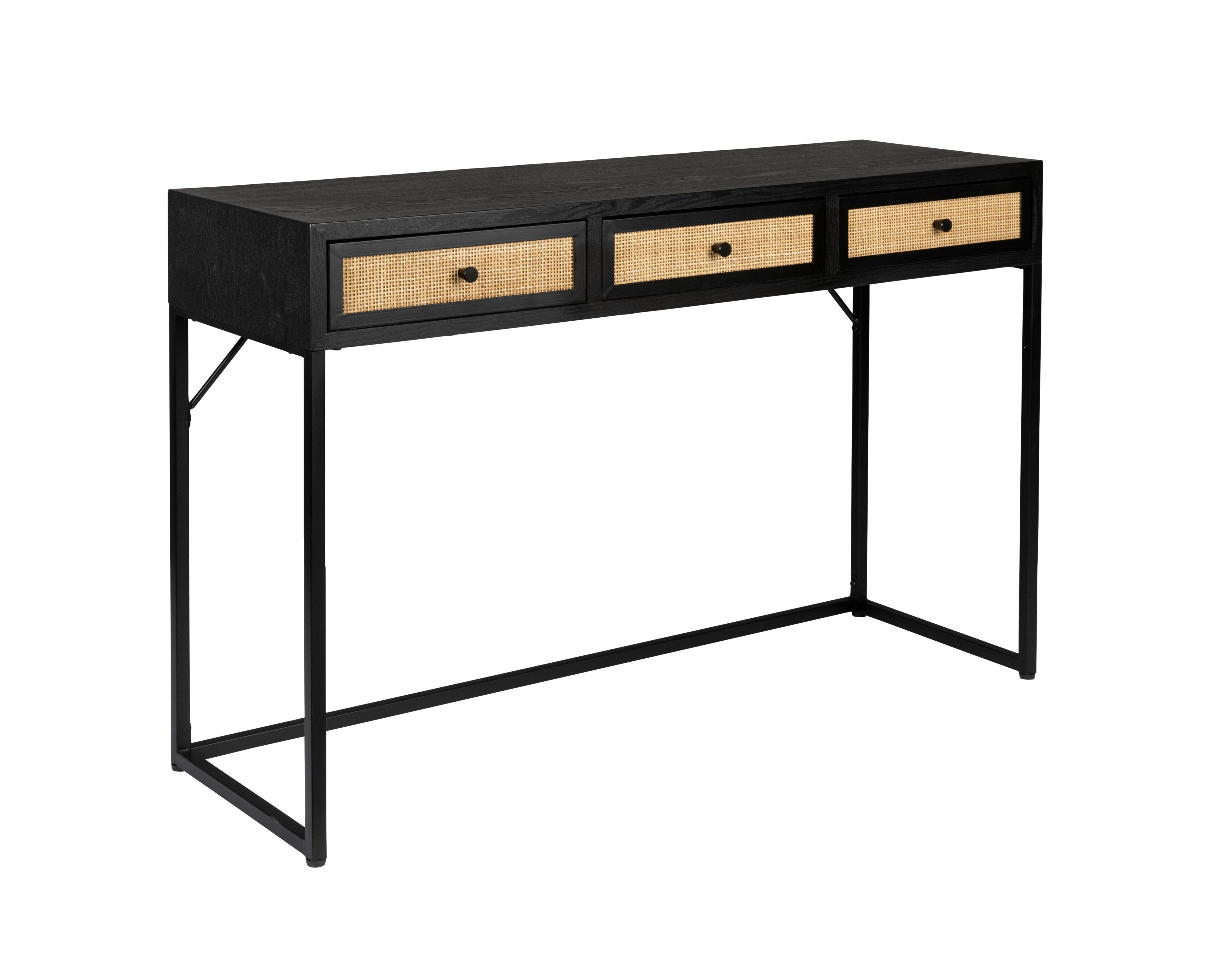 Guuji Black Console mit Rattan