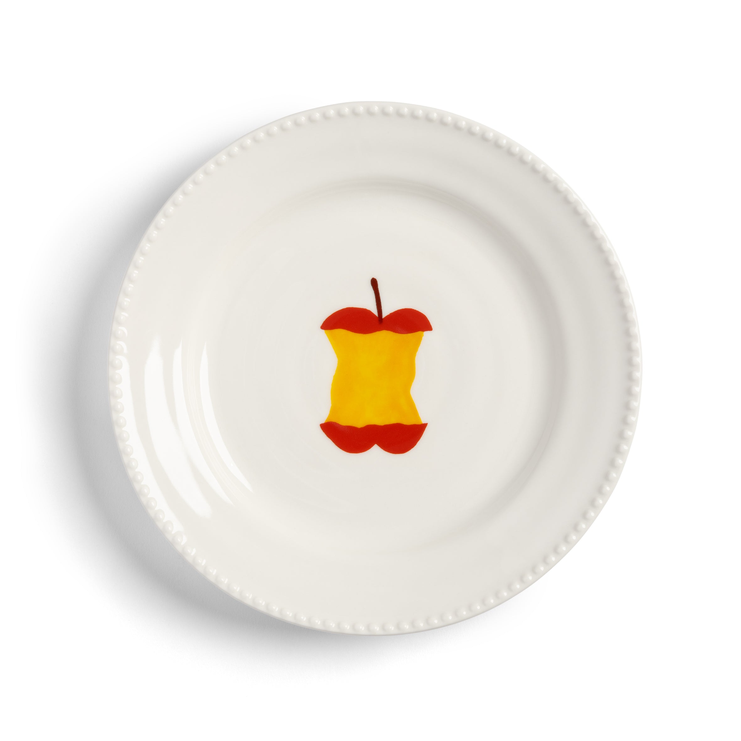 HAINES white dessert plate set with red and orange