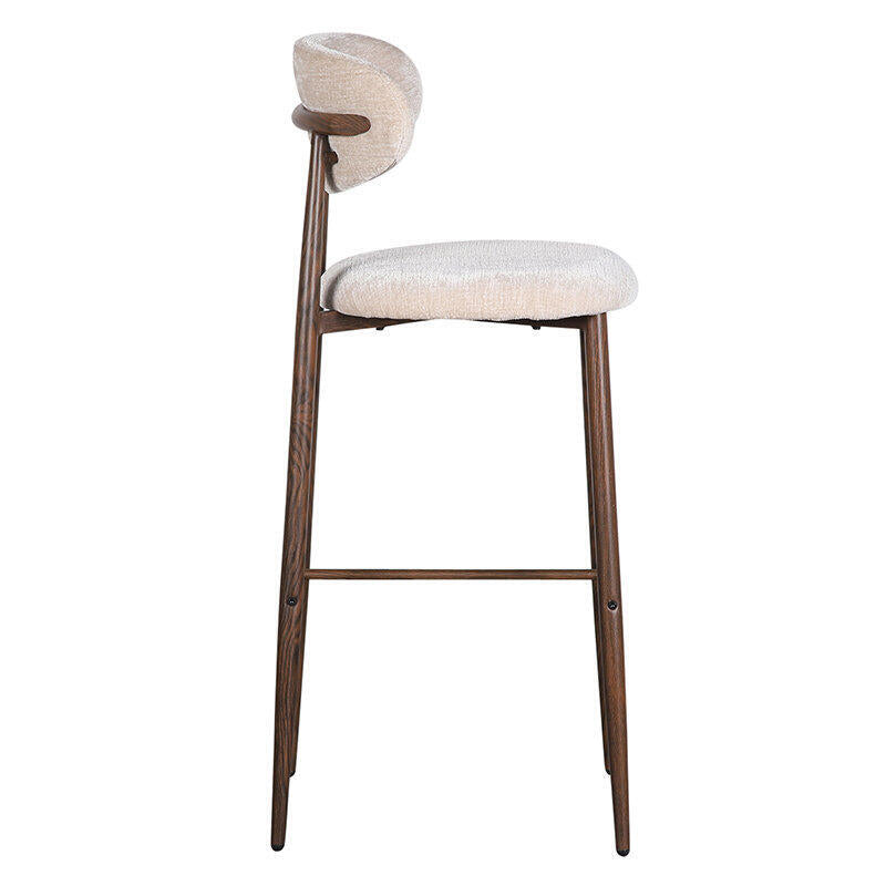 Hocker JAPANDI beige mit dunklem Holzgestell