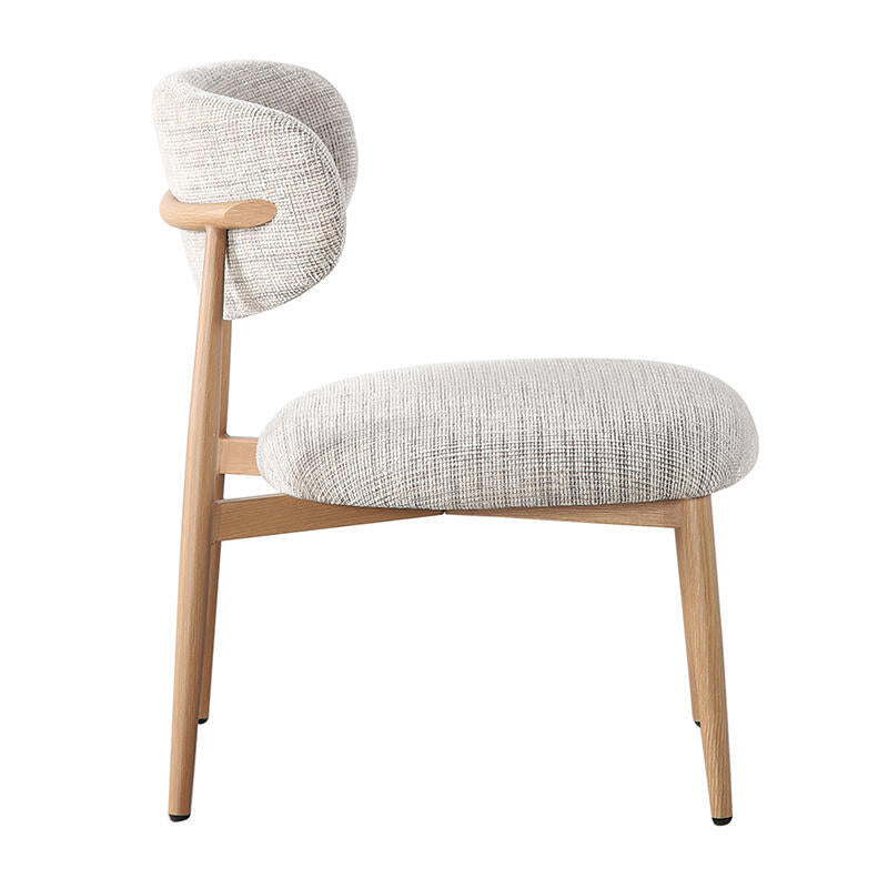 JAPANDI Sessel in grau-beige mit Holzgestell