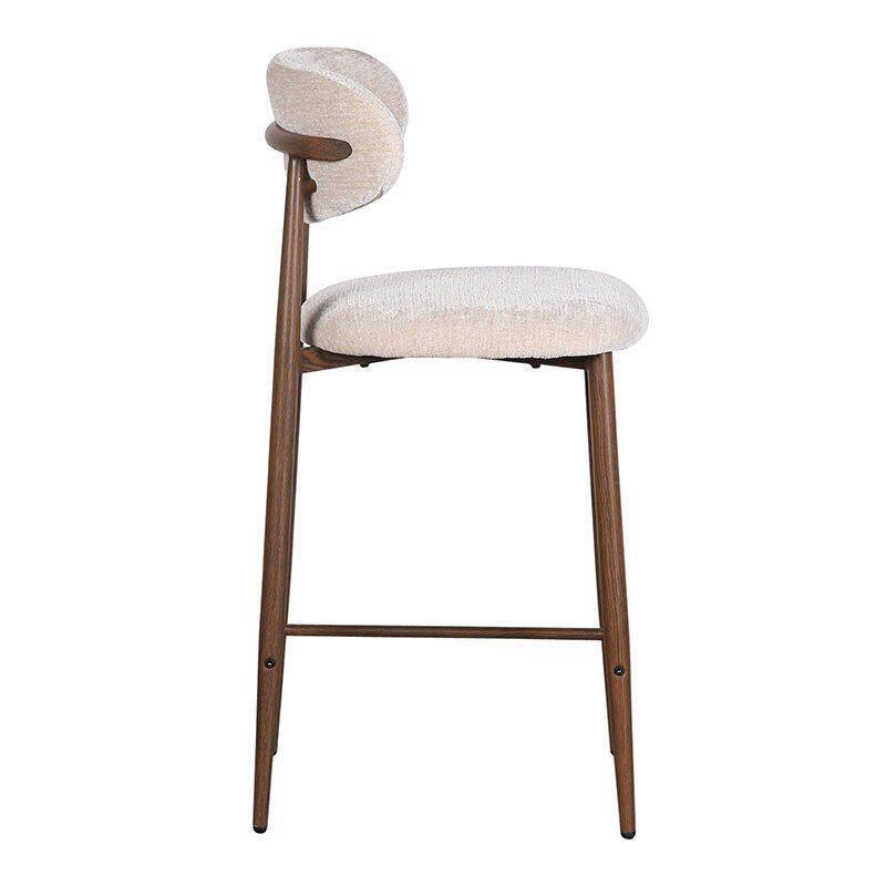 Hocker JAPANDI beige mit dunklem Holzgestell