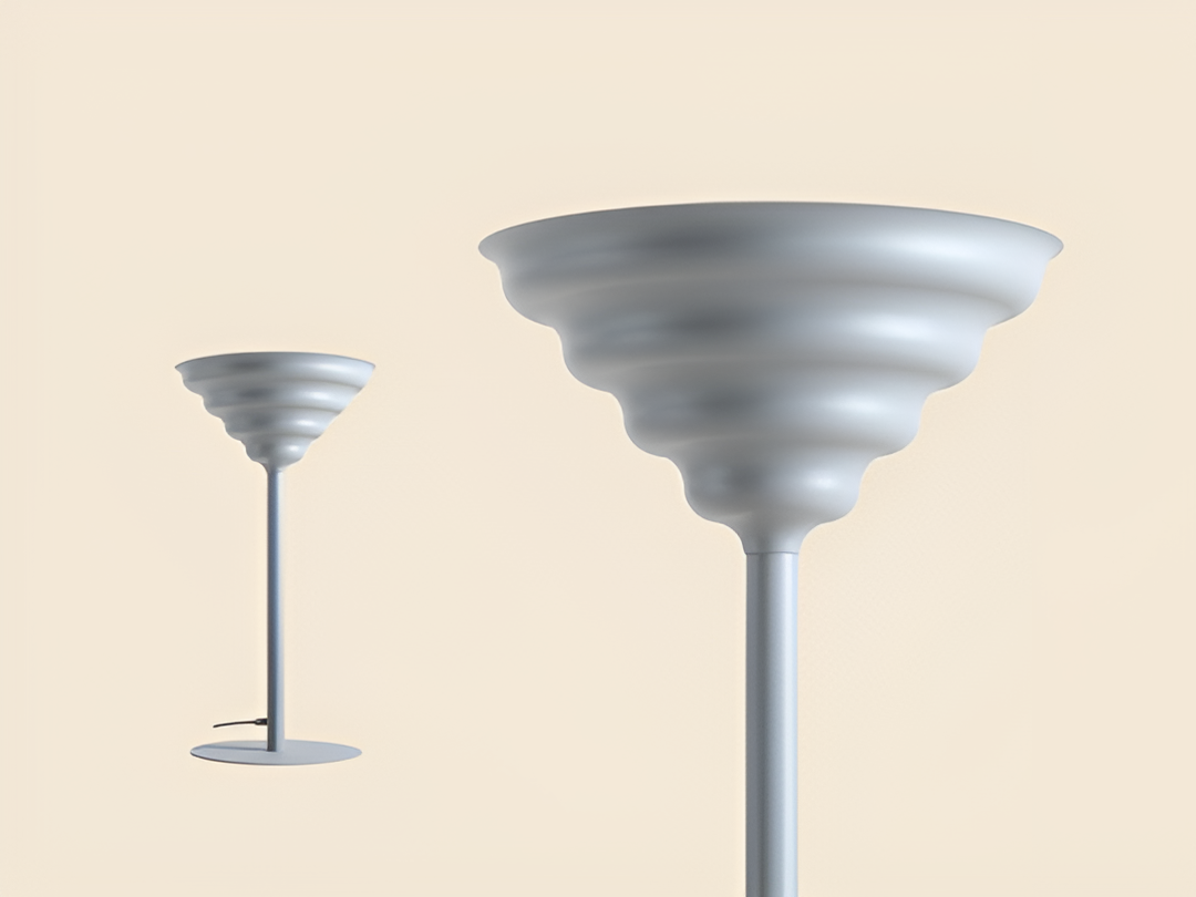 Gray wave floor lamp