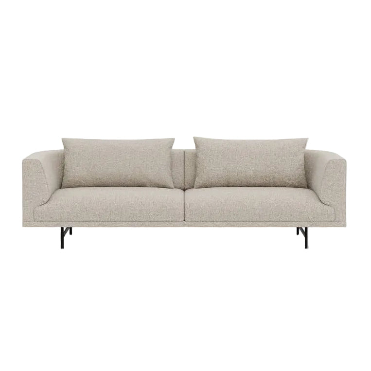 3-Seater Sofa CHIMNEY Light Gray Boucle with Black Base