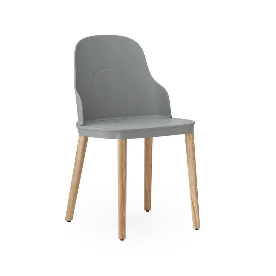 Gray allez chair with an oak base