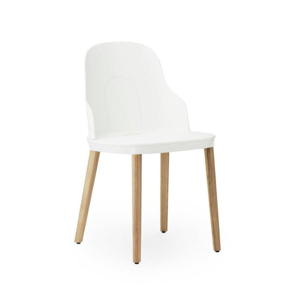 White allez chair with an oak base