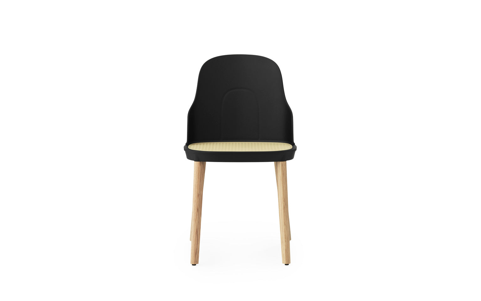 Black Allez chair with wicker and oak base