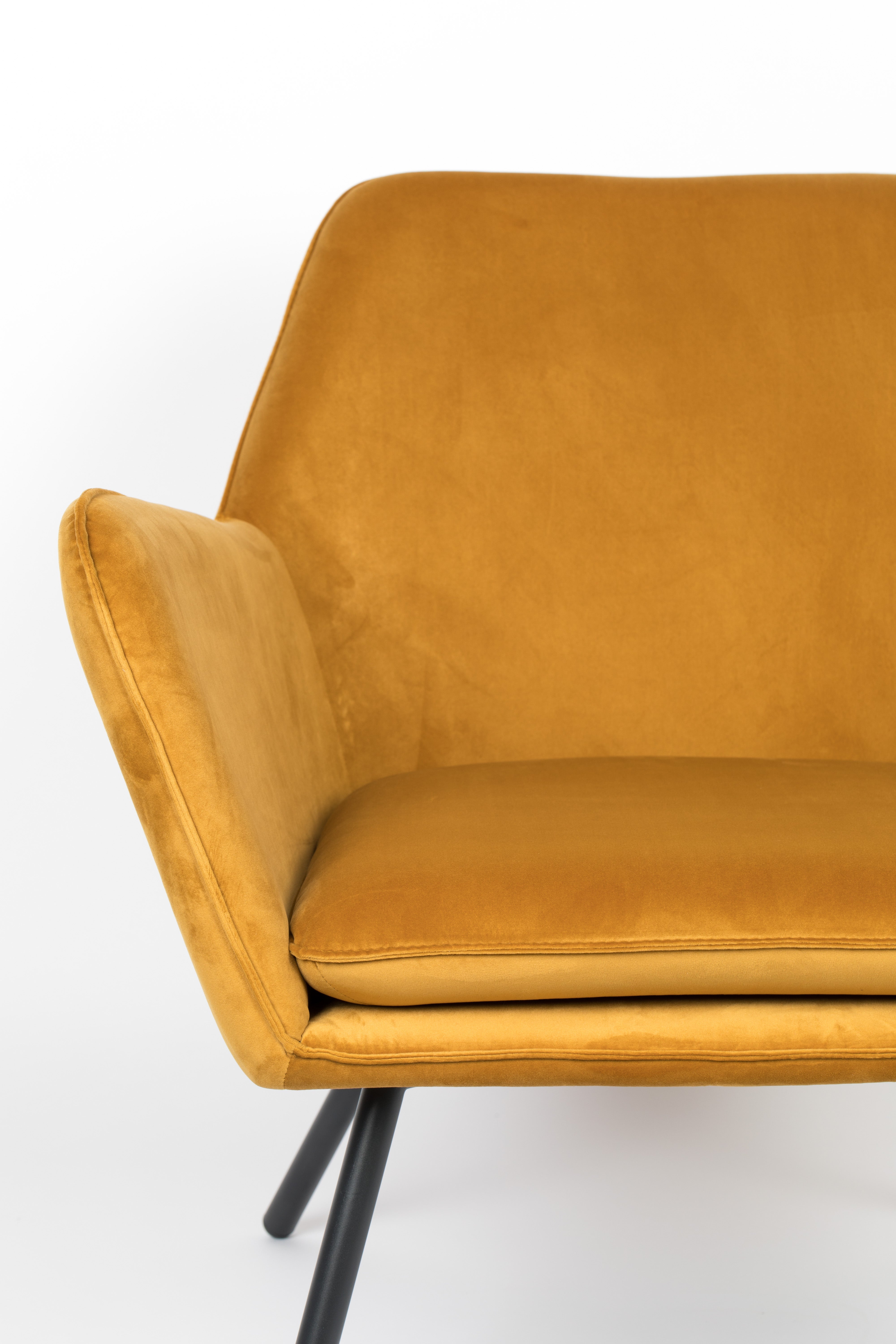 Bon velvet chair yellow