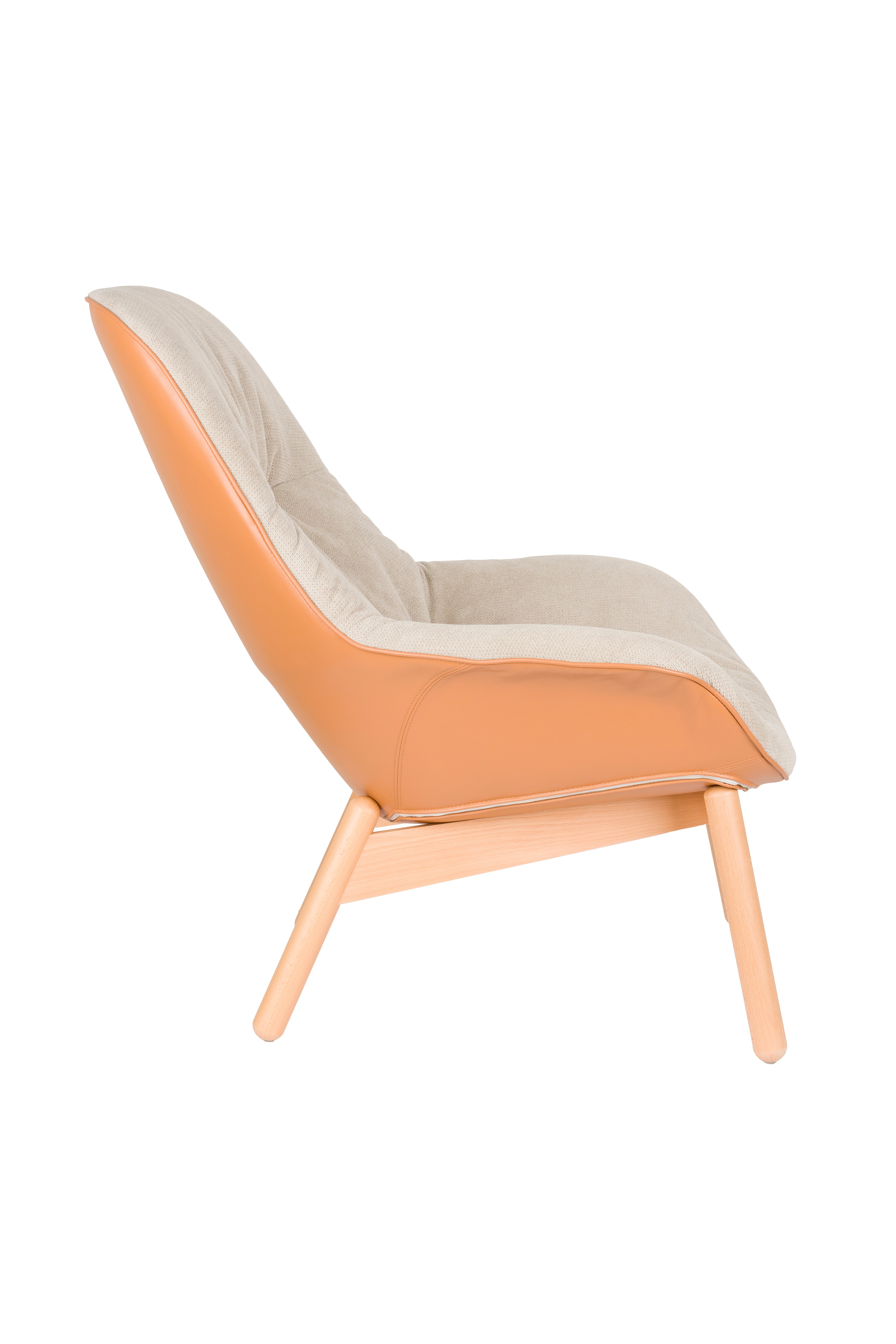 Sessel DUKE beige mit Holzgestell
