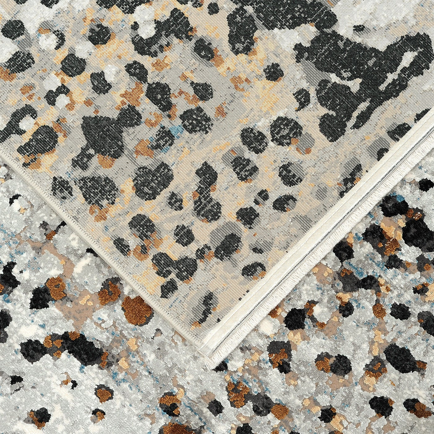 Punkteteppich ROYAL grau mit Schwarz und Braun