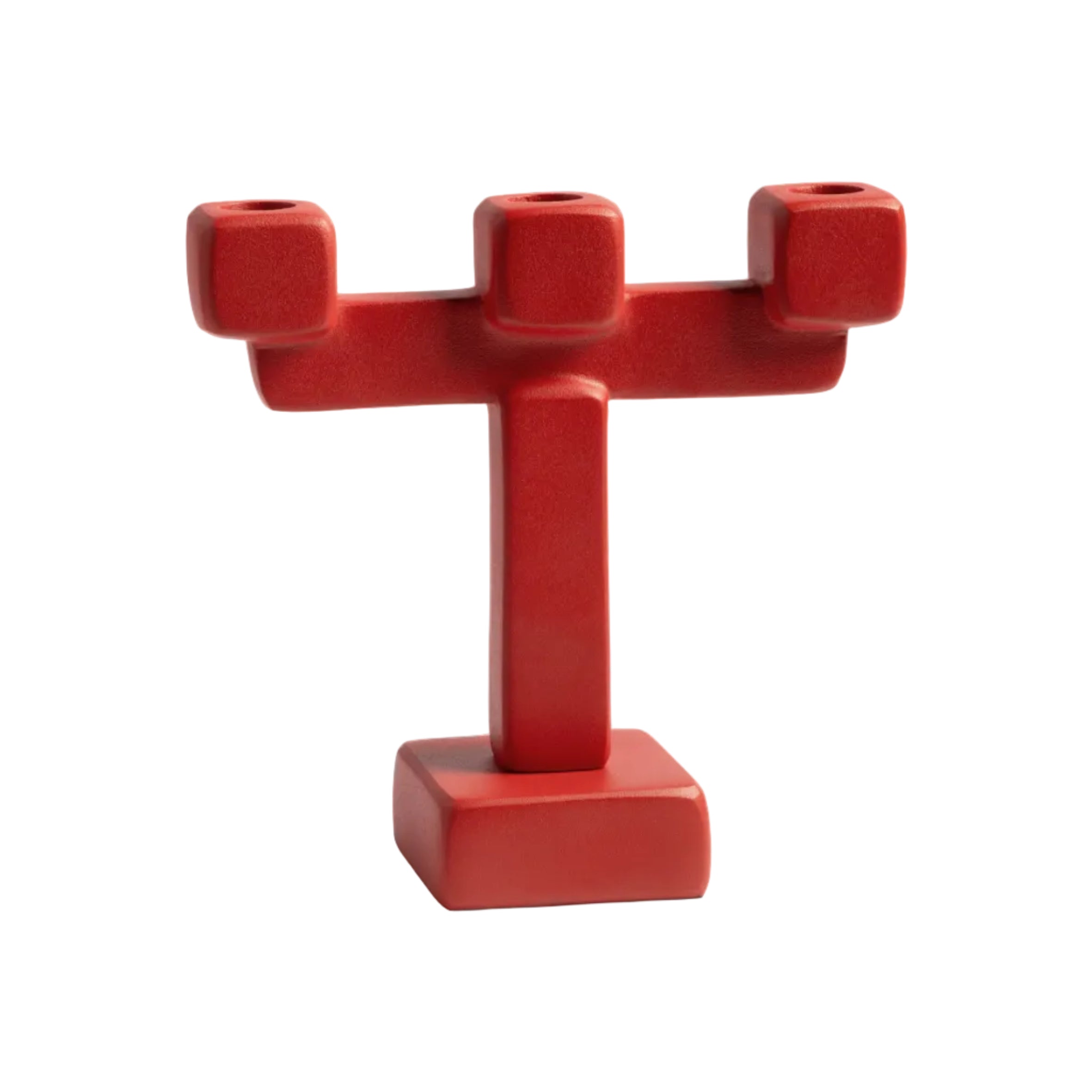Three-Arm Candle Holder CHUNK Red