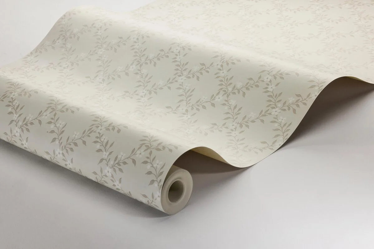 Tapete mit Pflanzenmotiv SOMMARSLÖJA beige mit Weiß