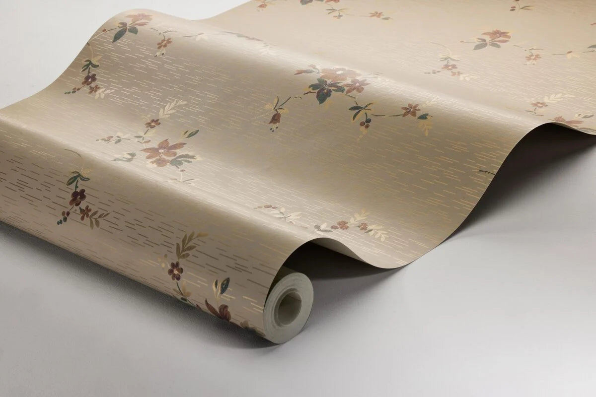 Tapete mit Pflanzenmotiv SAGA braun mit bordeauxrot