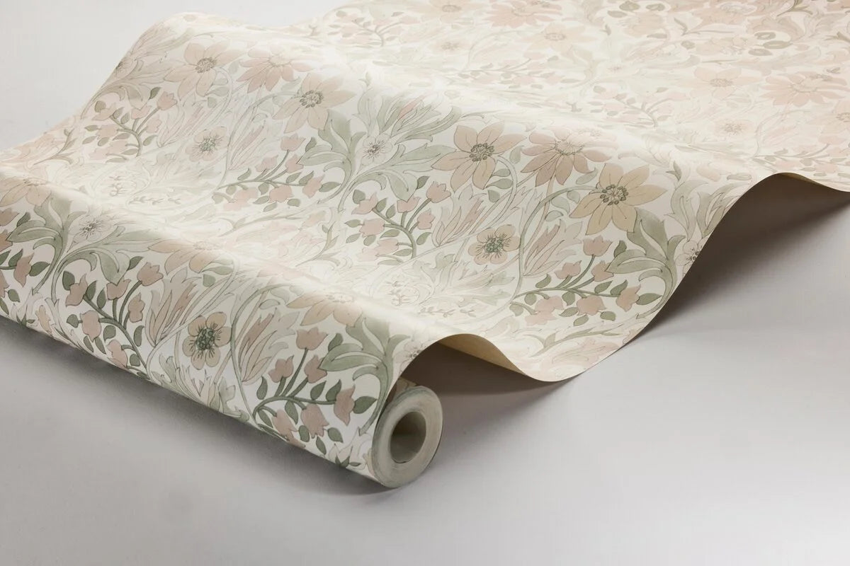 Tapete mit Pflanzenmotiv BLOMSTERFRÖJD beige