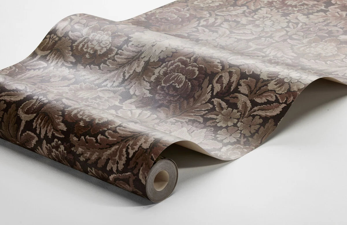 Tapete mit floralem Muster NIGHTINGALE GARDEN bordeaux mit beige