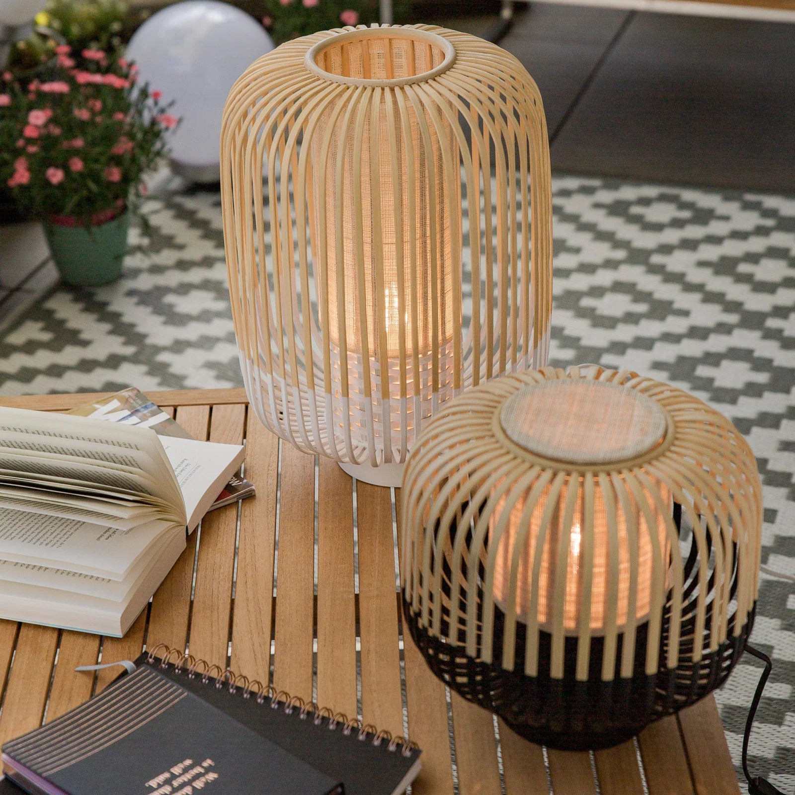 Bamboo white table lamp