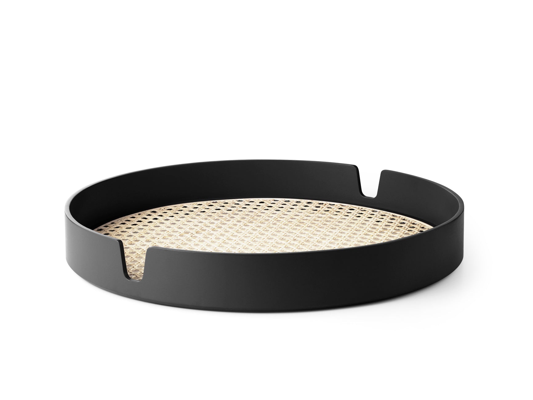 Schwarzes Salonschale mit Rattan