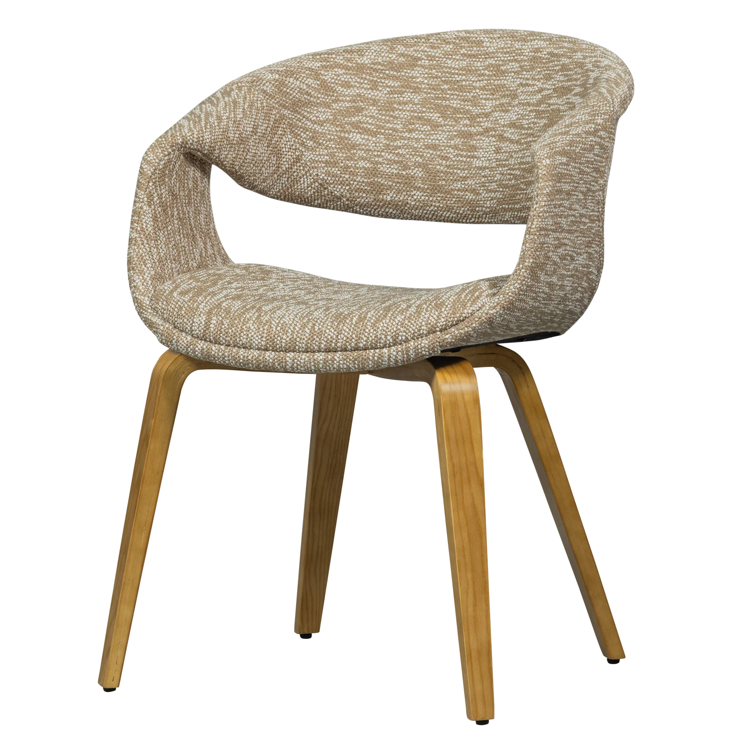 Sessel mit Armlehnen YOSSI beige mit hellbraunem Holzgestell