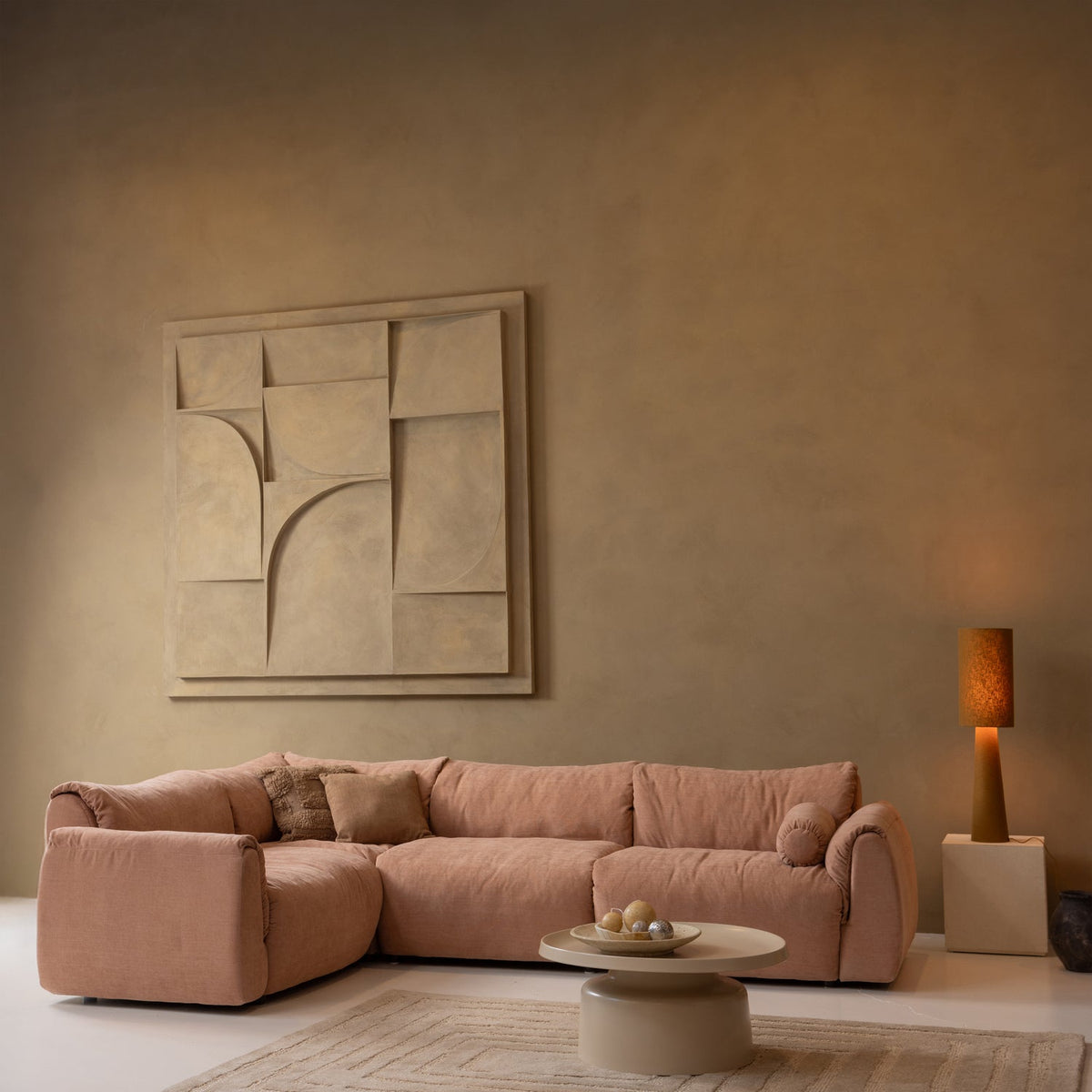 Linksseitiger Ecksofa BAGGY brauner Chenille