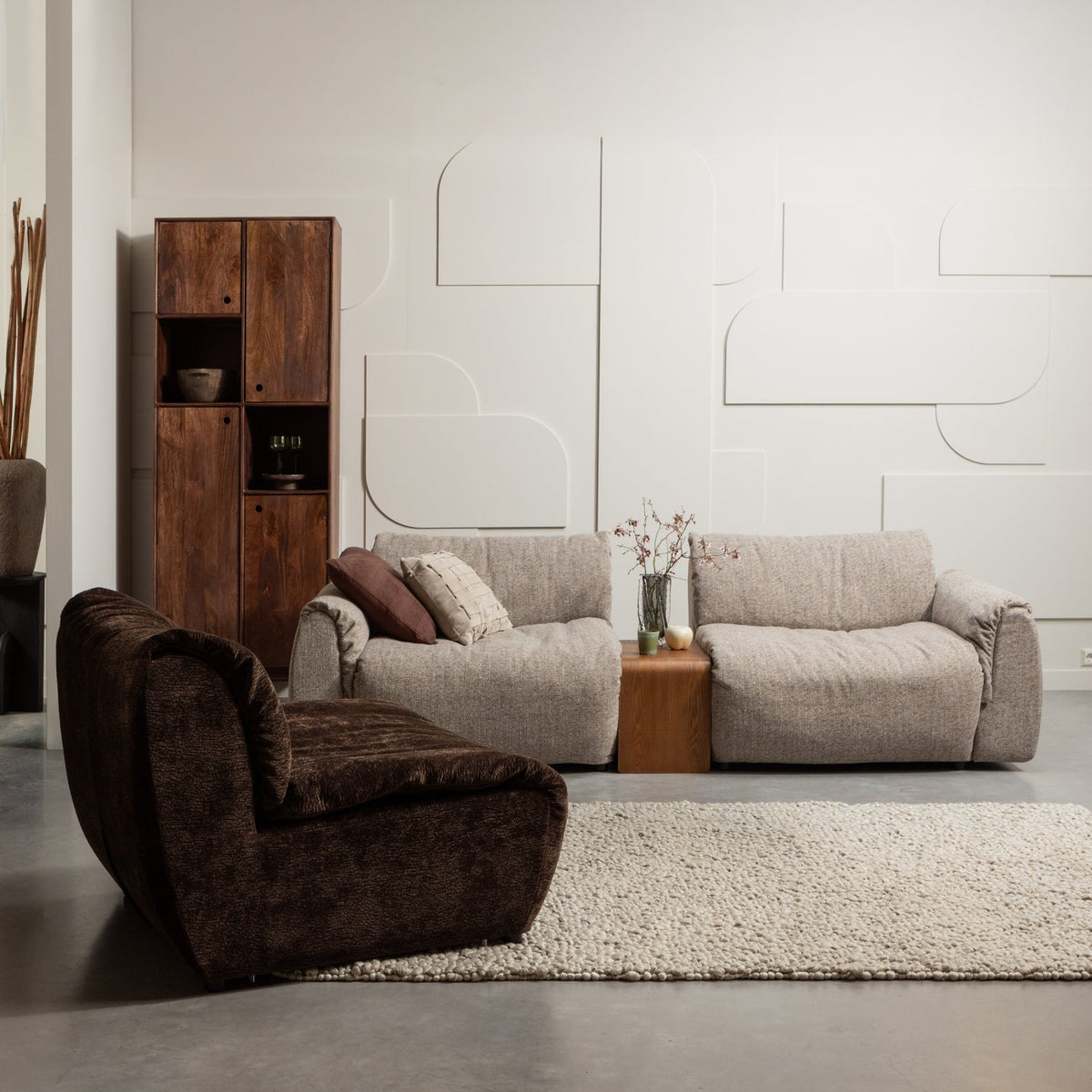 Sofa 2-Sitzer BAGGY sandfarbenes Chenille