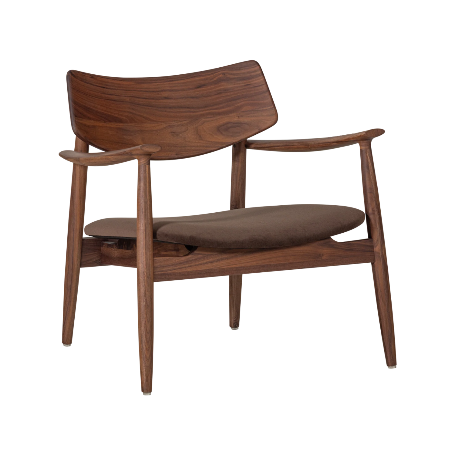 Sessel BASK mit braunem Sitz und Nussbaumgestell