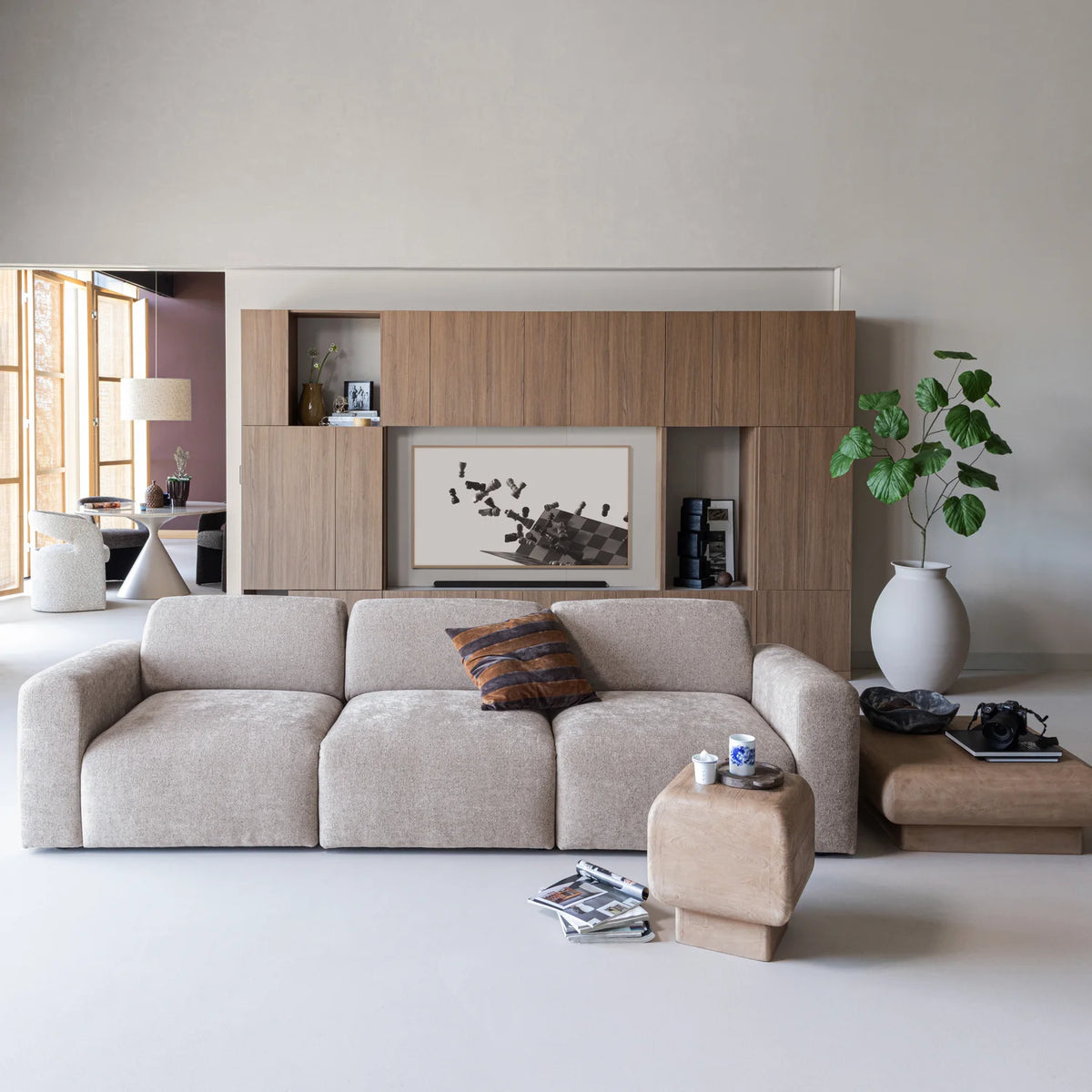 Sofa 3-Sitzer UMINA braunes Chenille