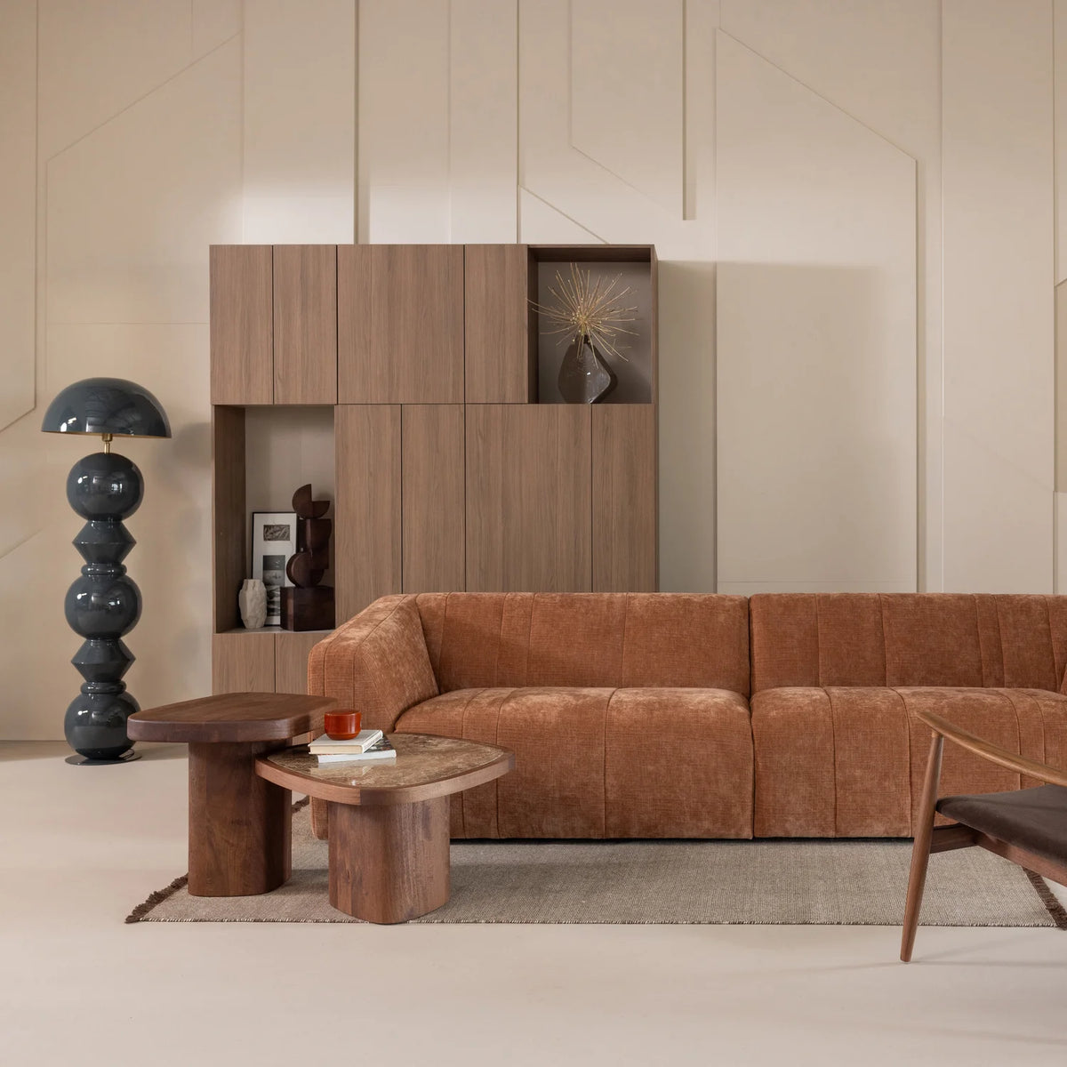 Sofa für 4 Personen OMAIRE braun Chenille