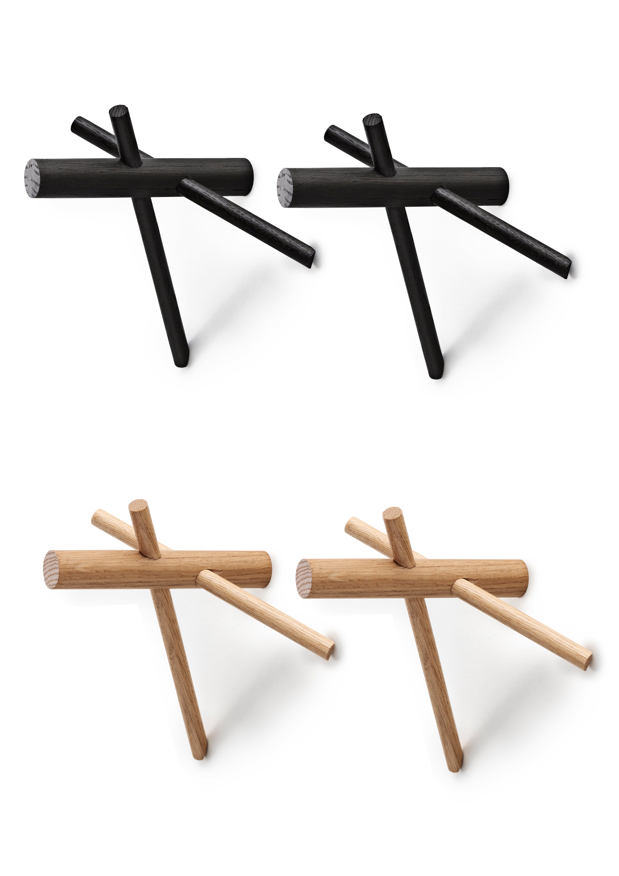 Set von Haken STICKS Eichenholz