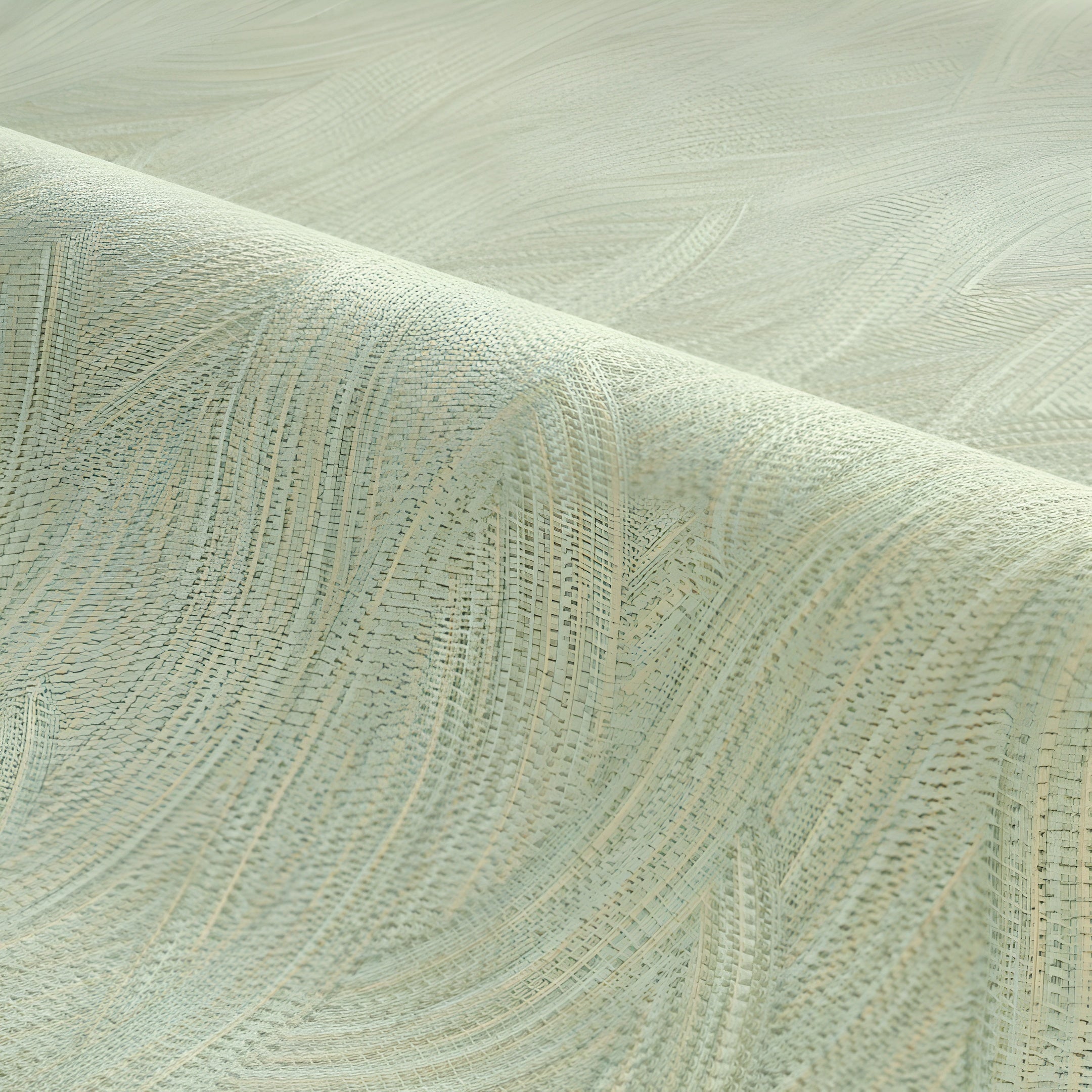Structural wallpaper with an abstract wavy pattern JASSINE - VERT AMANDE almond green