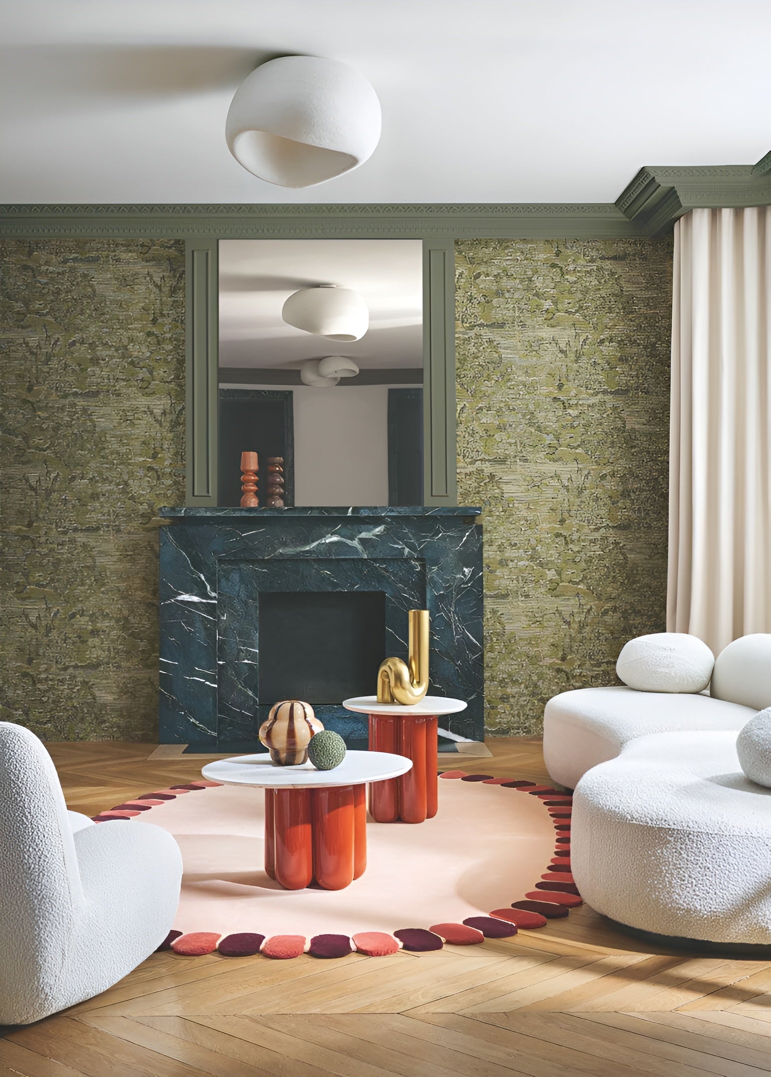 Tapeta tekstylna strukturalna z roślinnym wzorem VERDURE - VERT grün