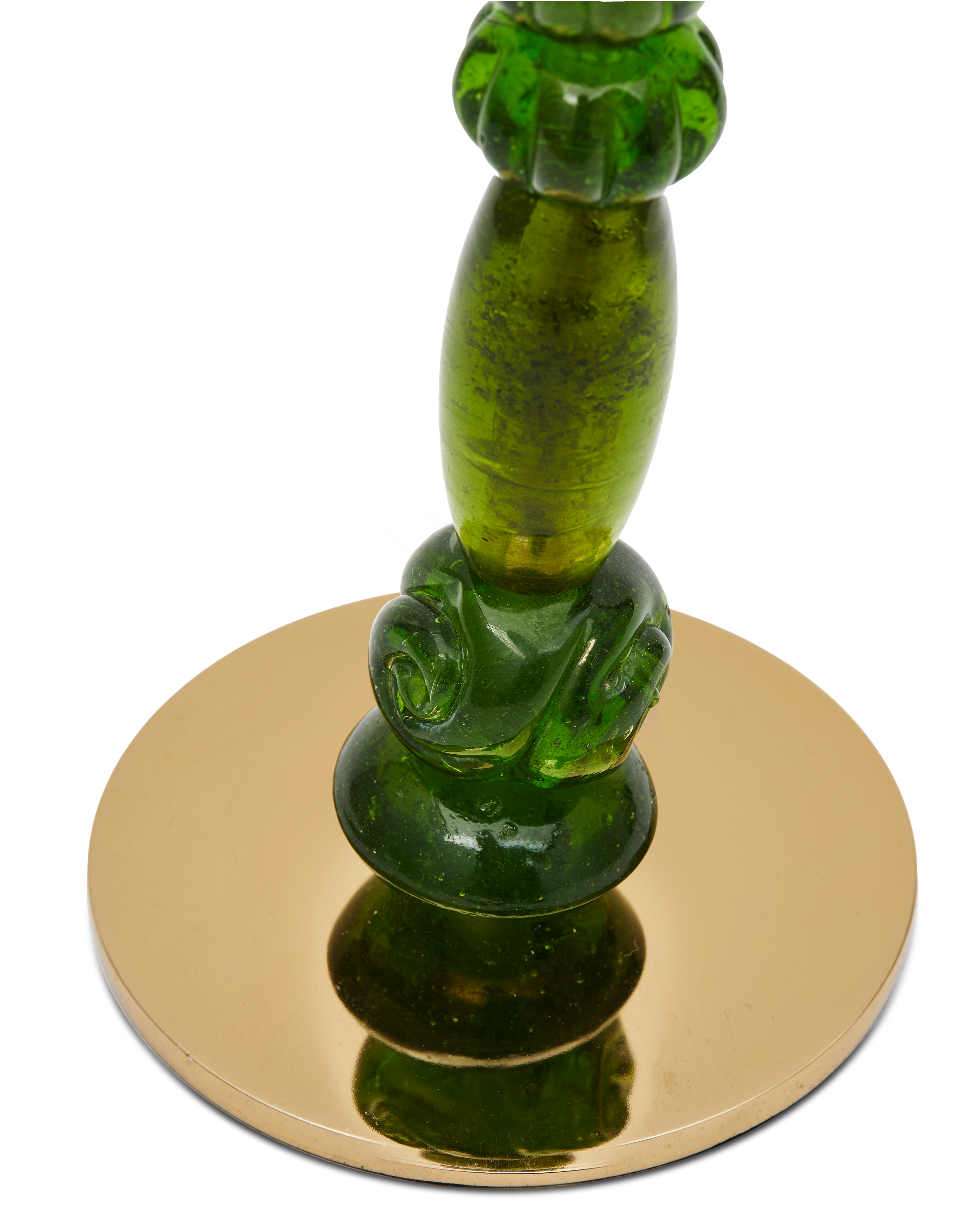 Single Candle Holder BEADS Green with Gold Elements