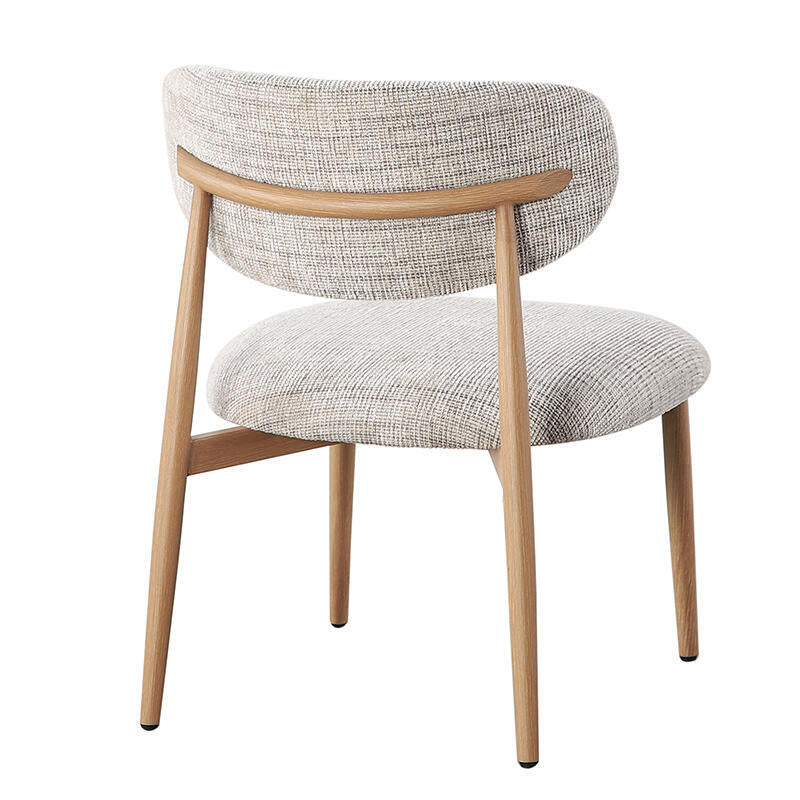 JAPANDI Sessel in grau-beige mit Holzgestell