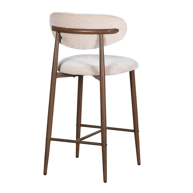 Hocker JAPANDI beige mit dunklem Holzgestell