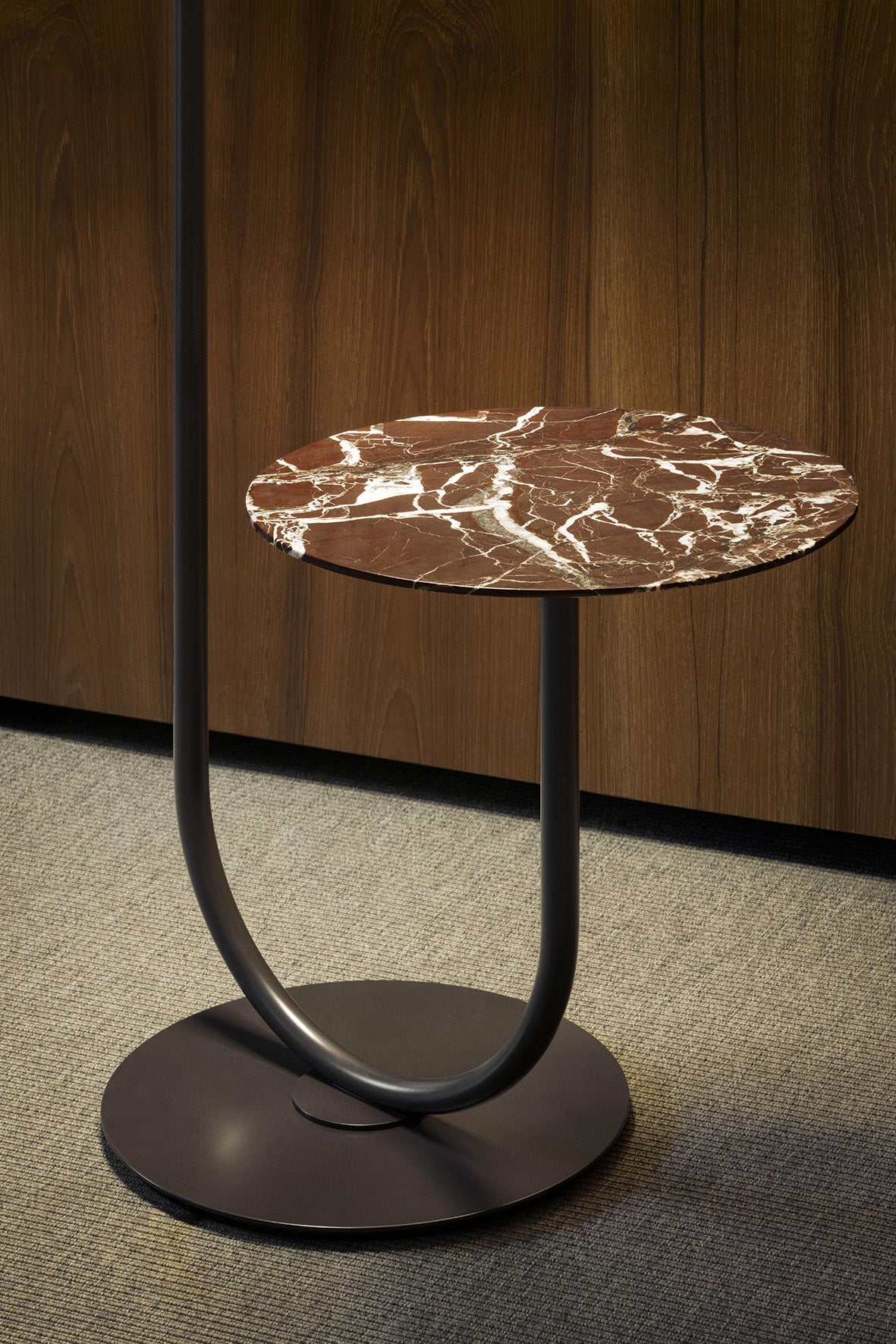 Lampe und Tisch CALYPSO MARTINIQUE cremefarben mit burgunderfarbenem Marmor