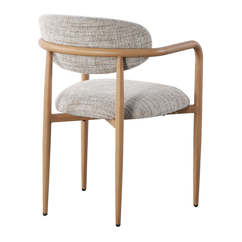 SAKE Armchair in Gray Beige with Wooden Base