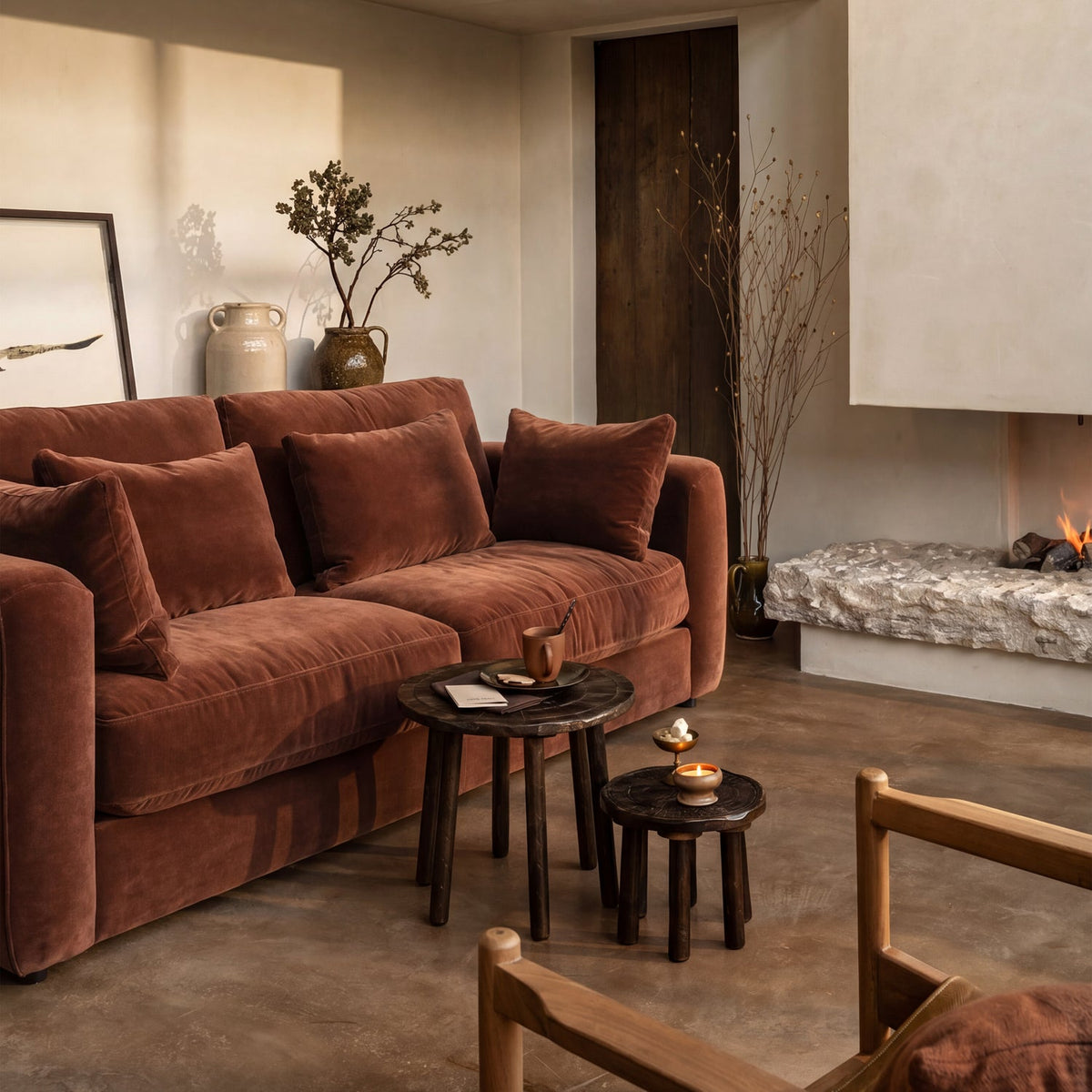 Sofa 3-osobowa CHUNKY szenil brązowy – ujęcie 2