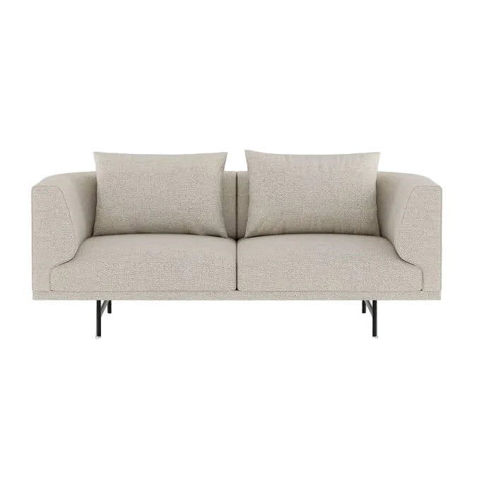 2-Seater Sofa CHIMNEY Light Gray Wavy Fabric with Black Base
