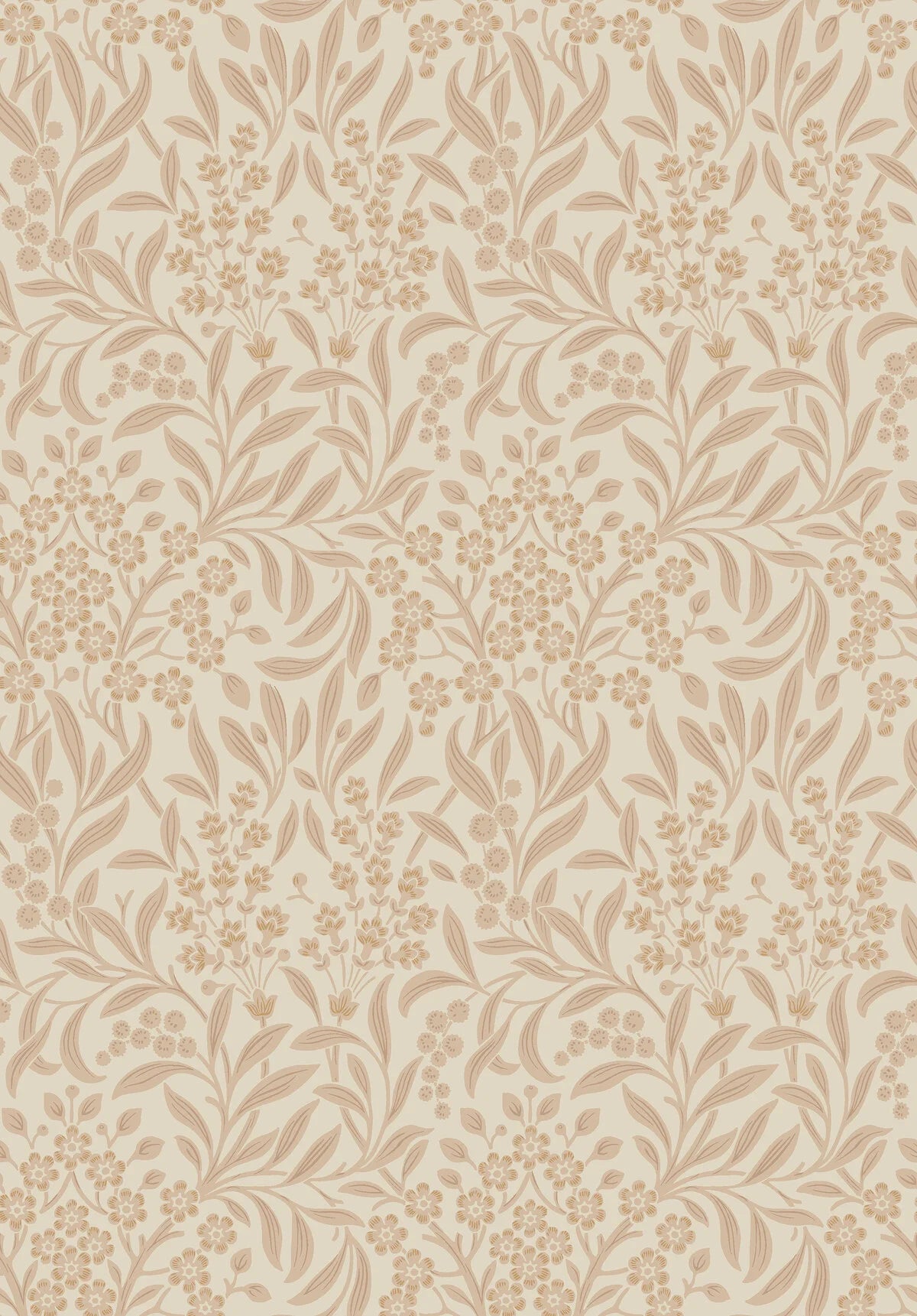 Vlies-Tapete mit pflanzlichem Muster KRYDDHYLLAN beige mit Rosa