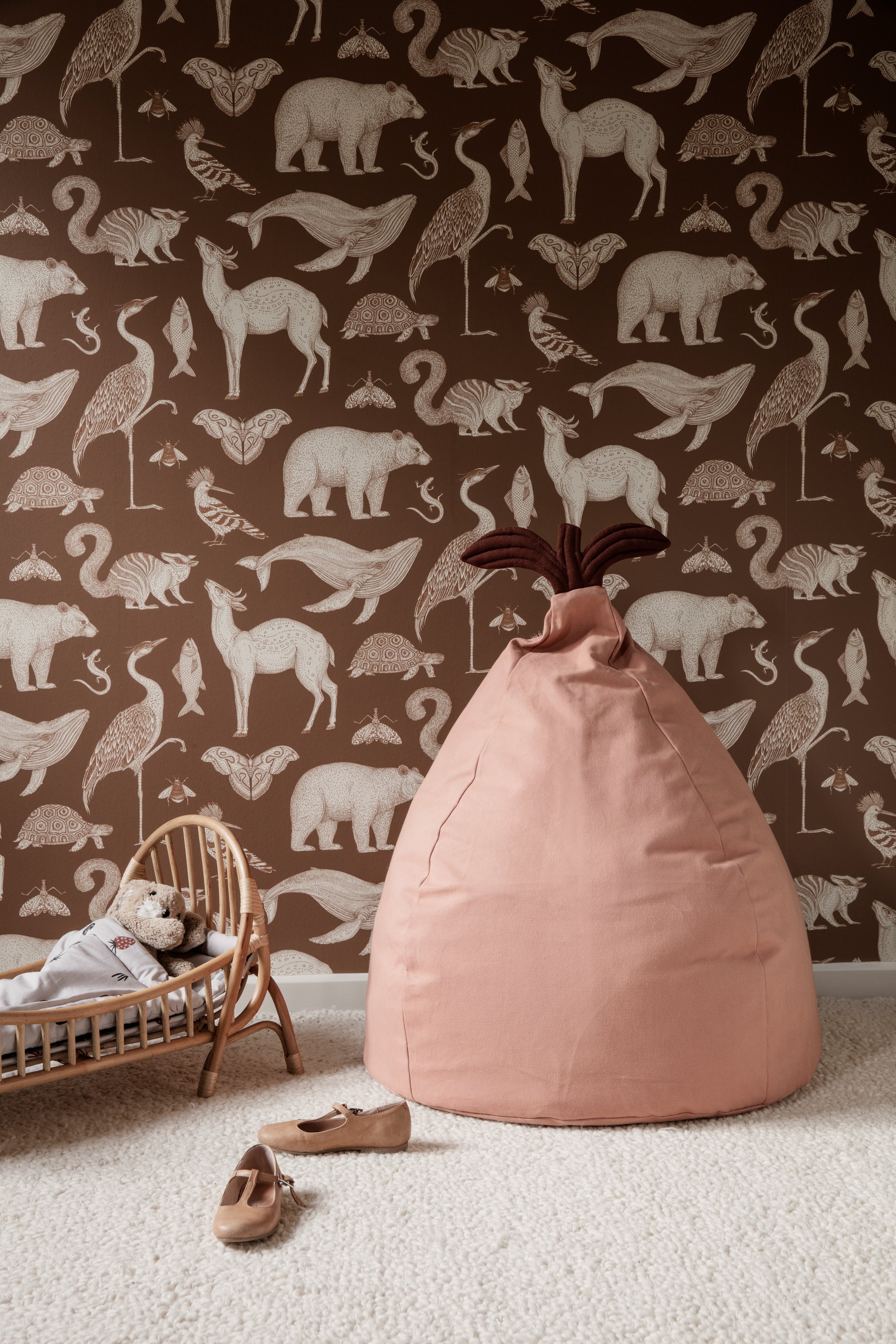 PEAR Pouf hellrosa mit braun