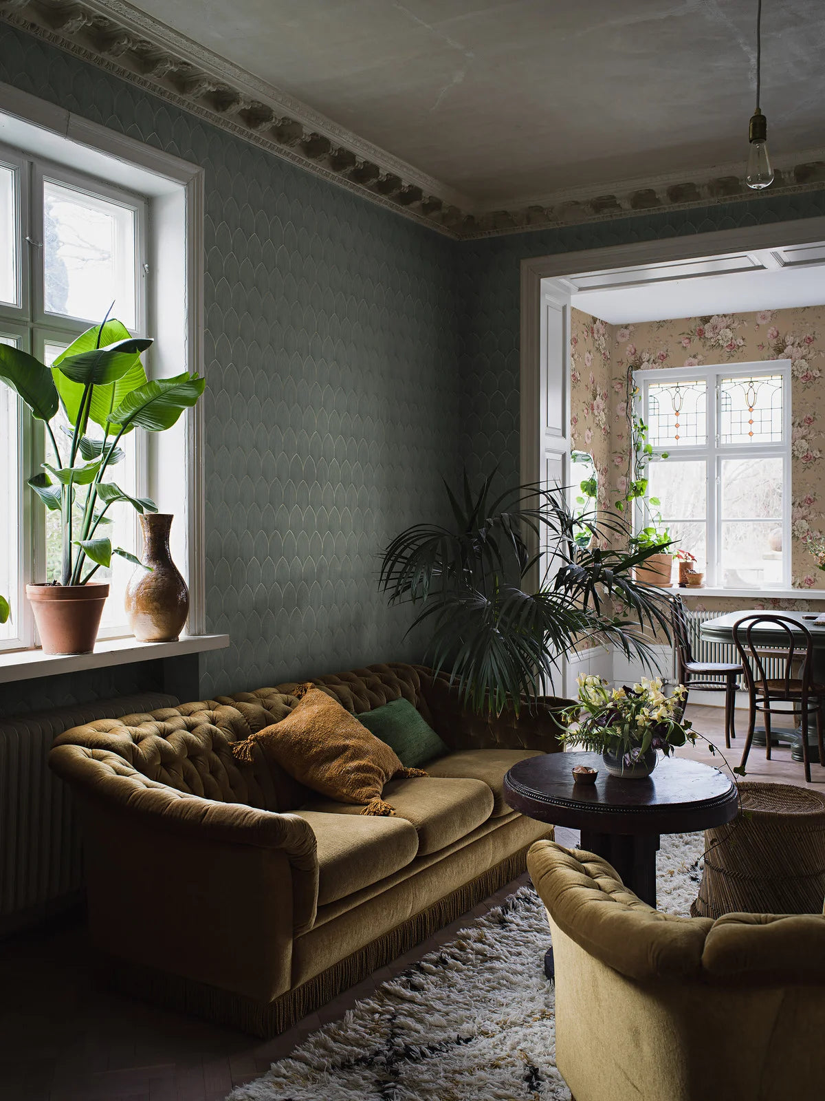 Tapete mit geometrischem Muster von Bögen GOLDEN ARCHES grün