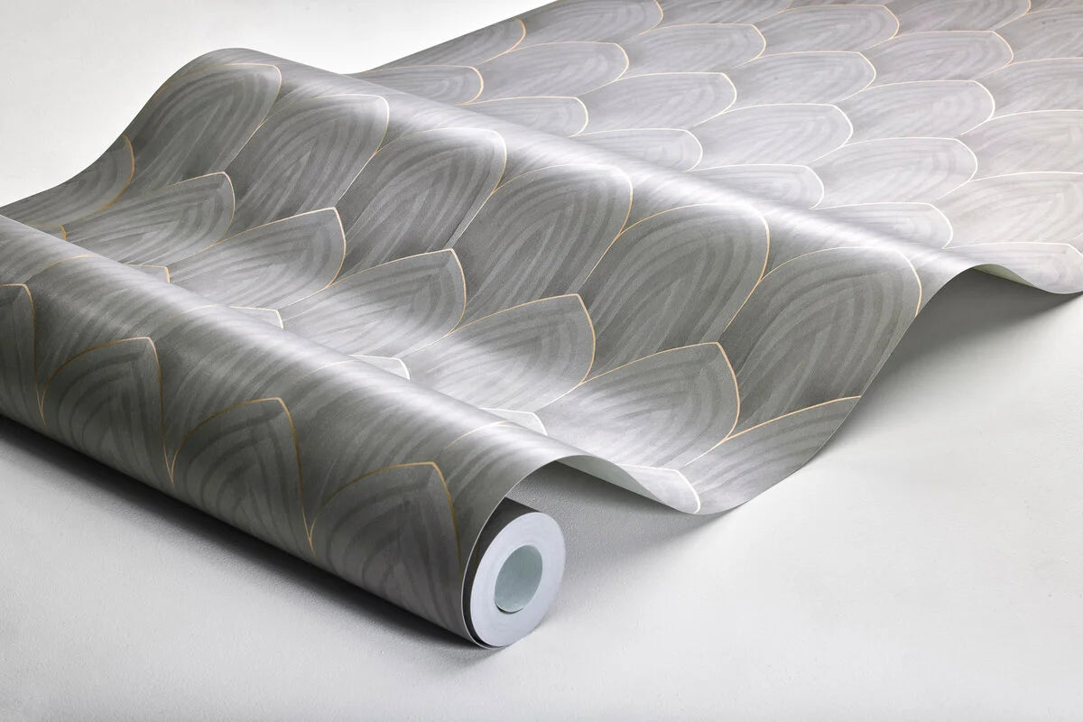 Tapete mit geometrischem Muster von Bögen GOLDEN ARCHES grau