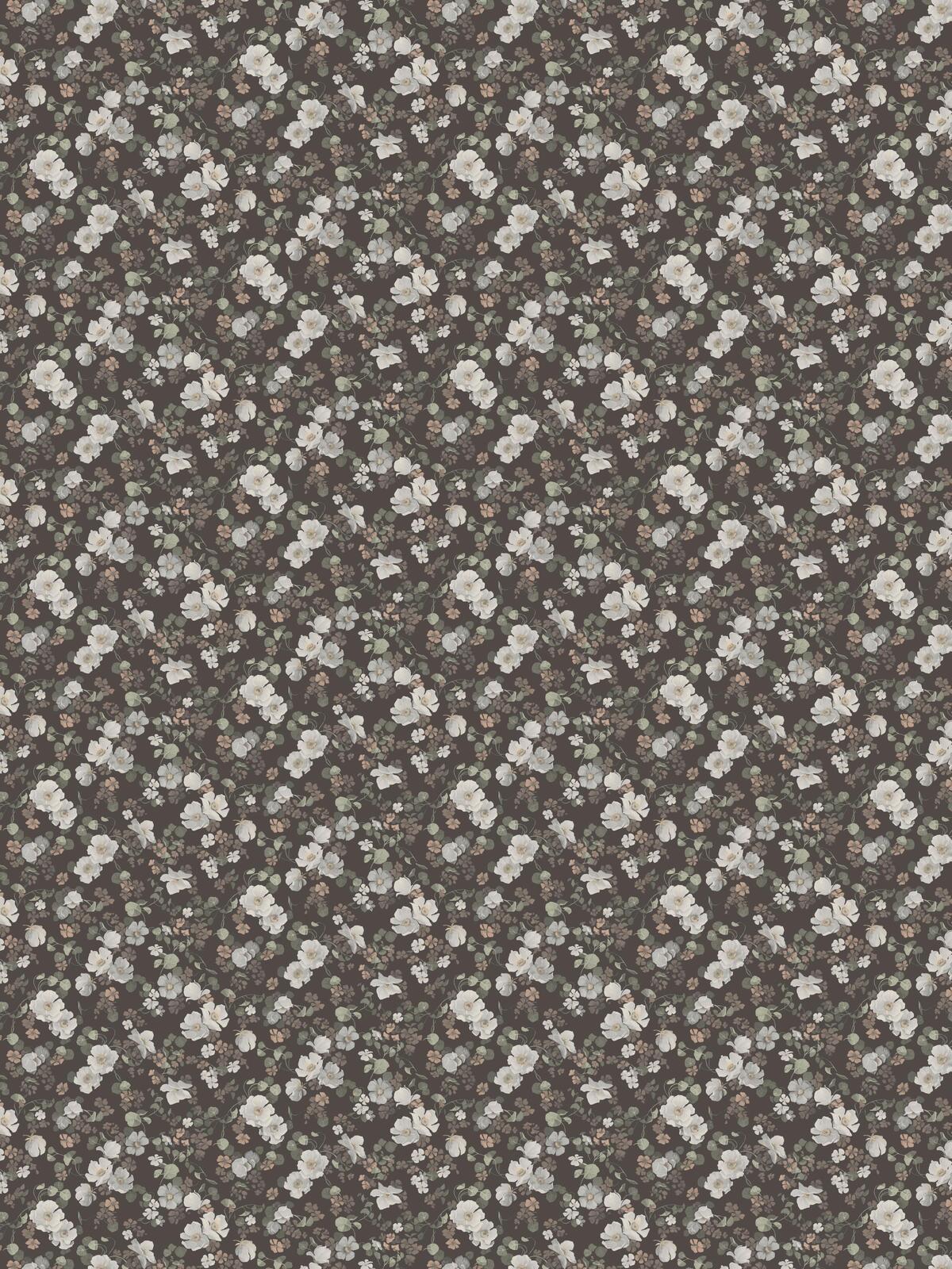 Vlies-Tapete mit pflanzlichem Muster ENCHANTING FLOWER braun mit weißem