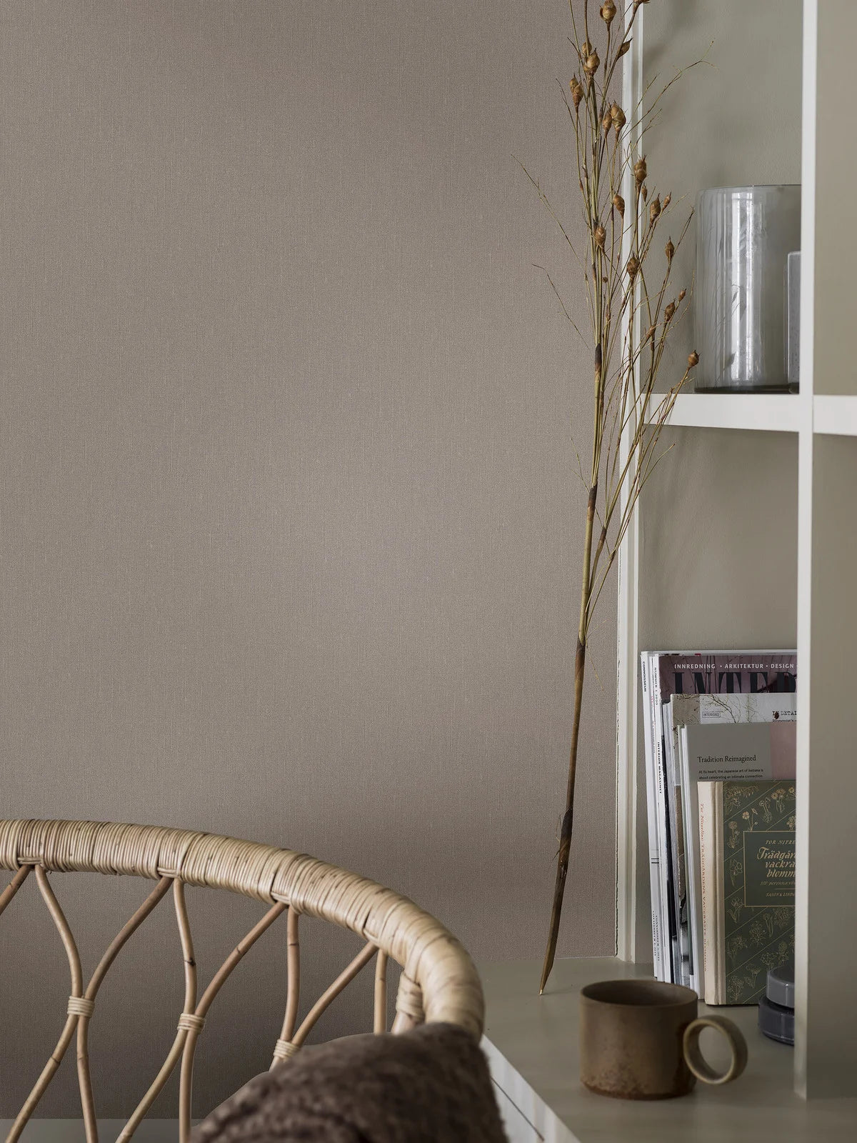 Structural wallpaper imitating linen LINEN - HEATHER gray