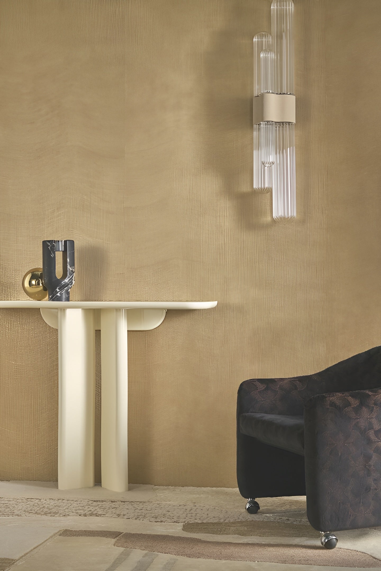 Metallische Strukturtapete in Wellen KOTA - GRIS PERLE graue Perle