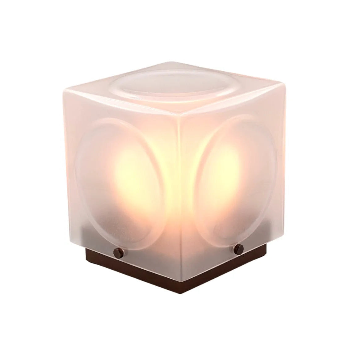 Tragbare Lampe CHANT mit mattem Schirm und braunem Fuß
