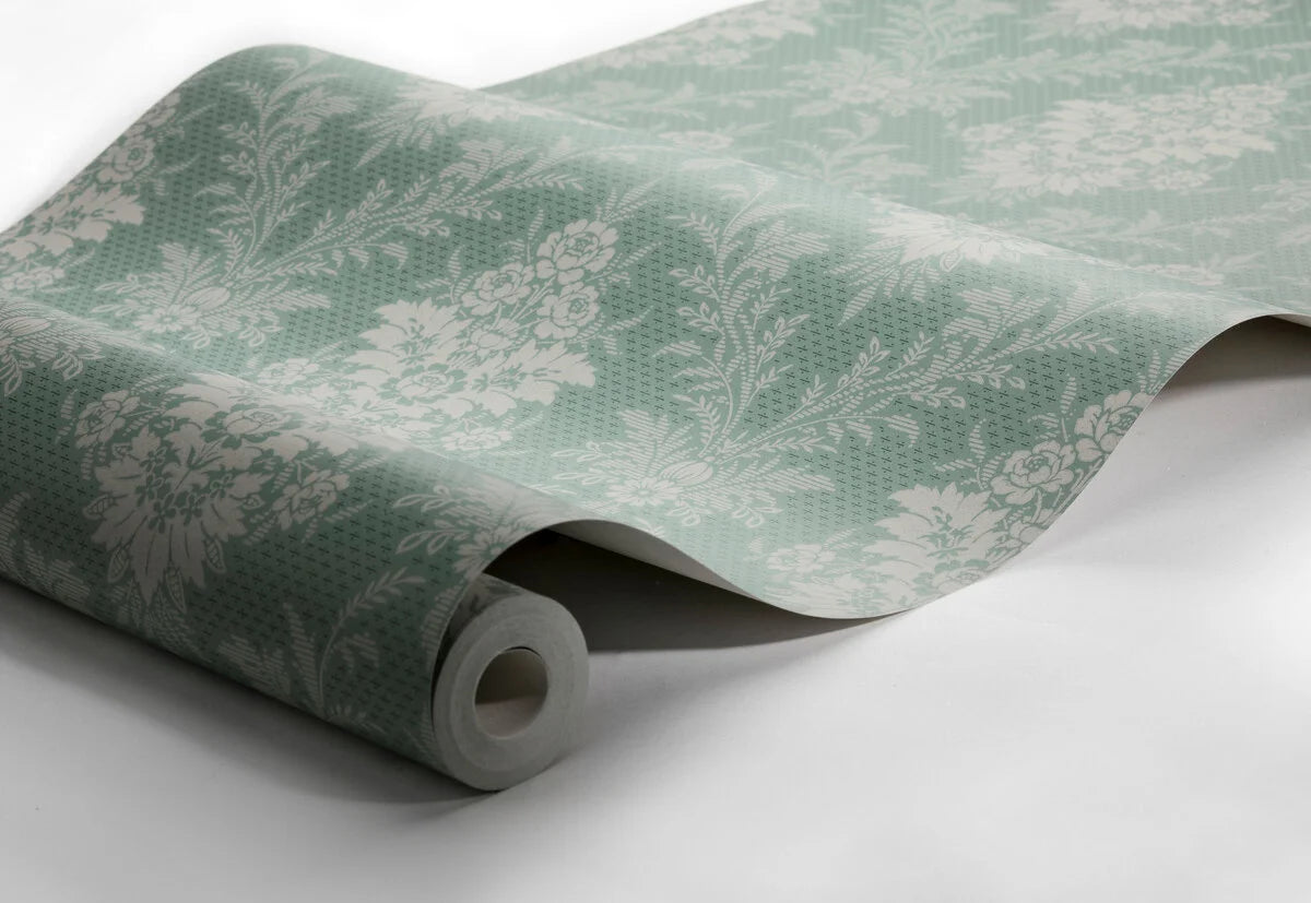 Vlies-Tapete mit pflanzlichem Muster SOFIA grün mit dunkelbeige